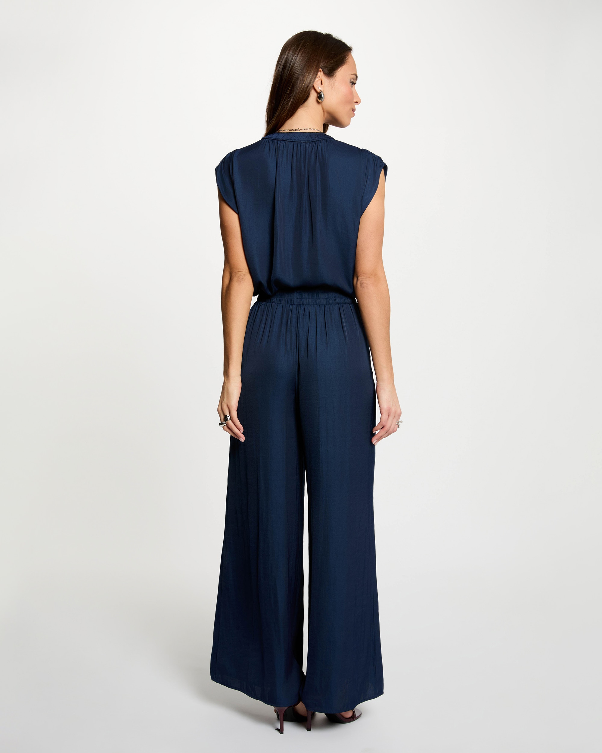 Calças Largas Fluídas Azul-escuro-3