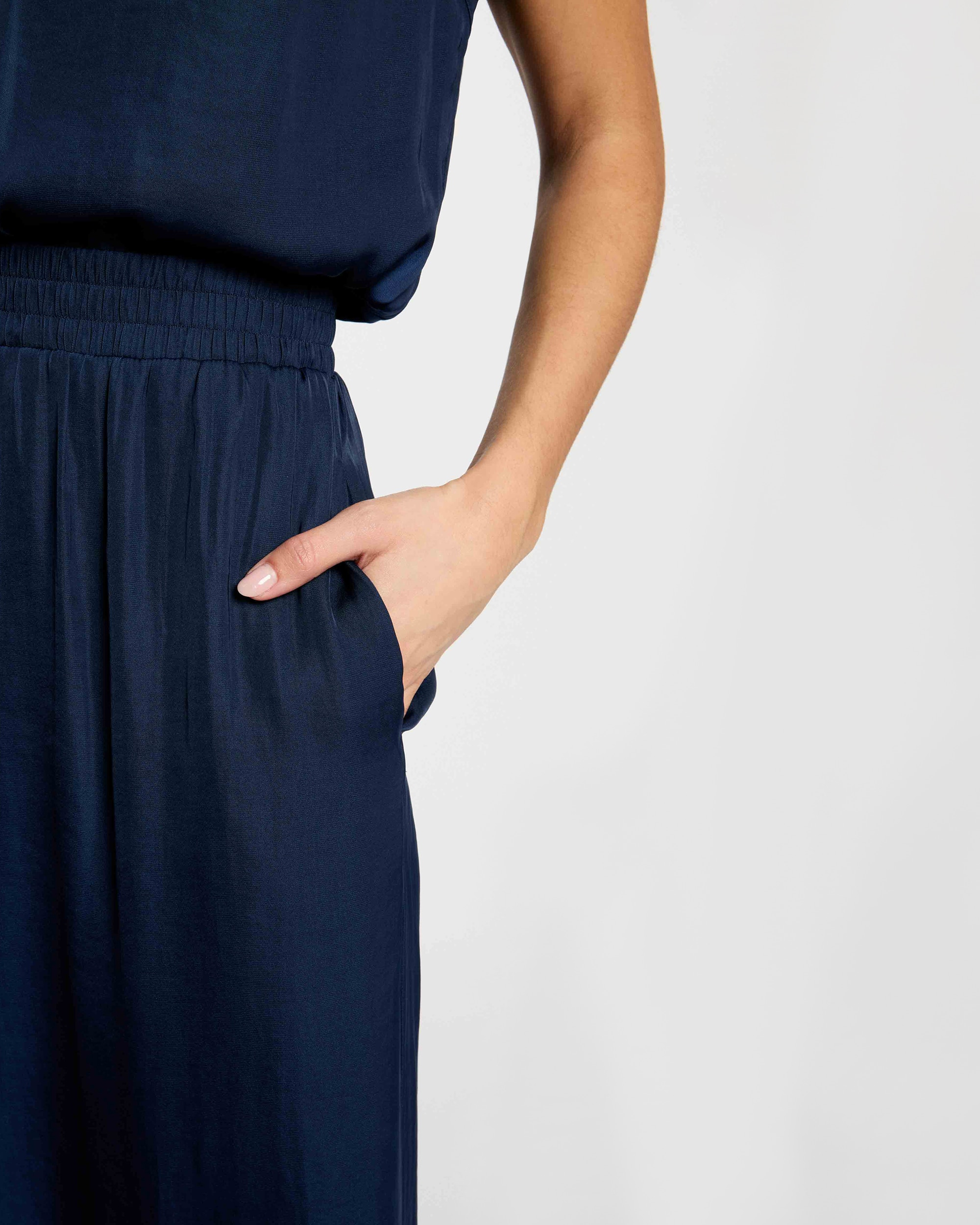 Calças Largas Fluídas Azul-escuro-5