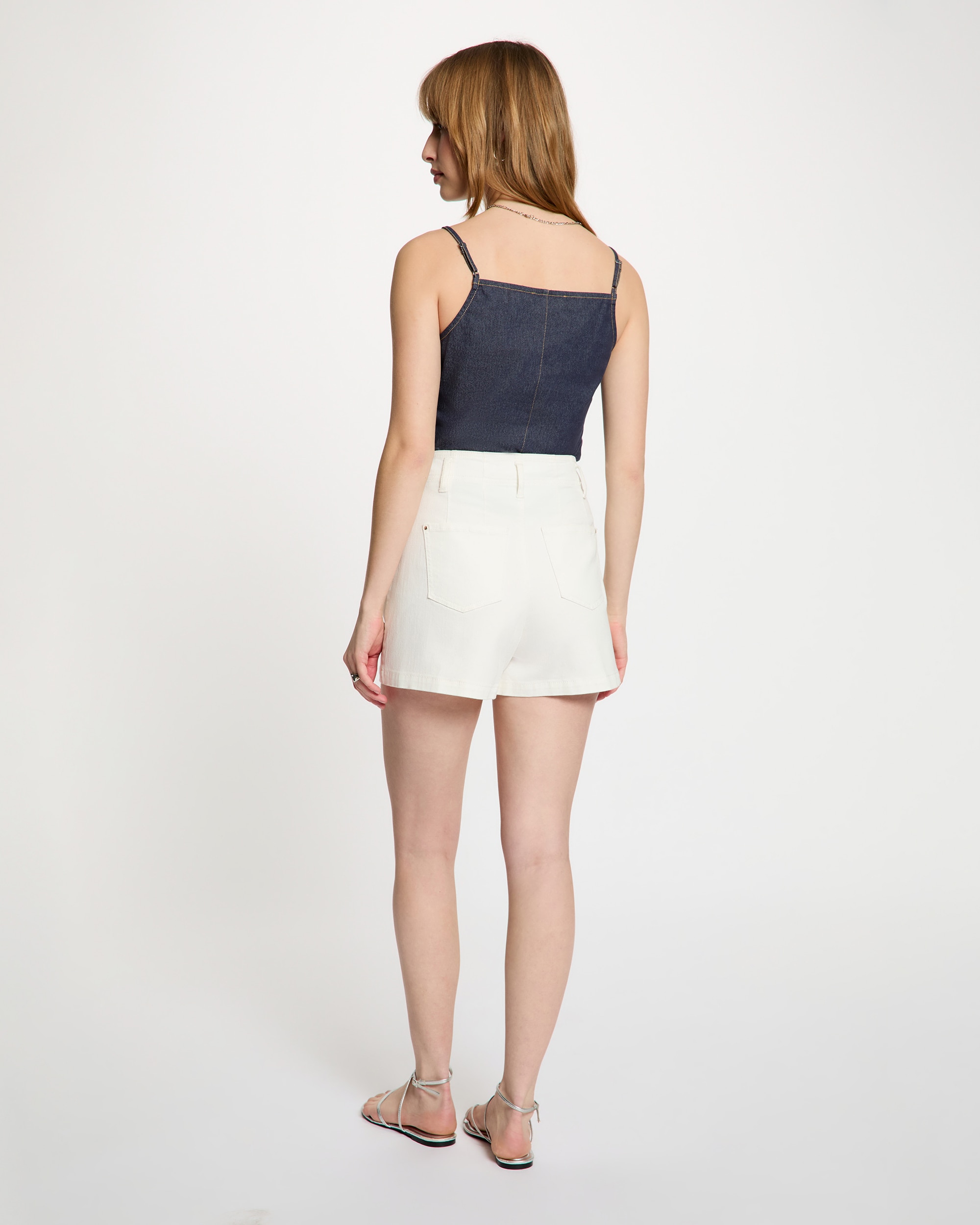 Top Ajustado de Denim Azul-escuro-3