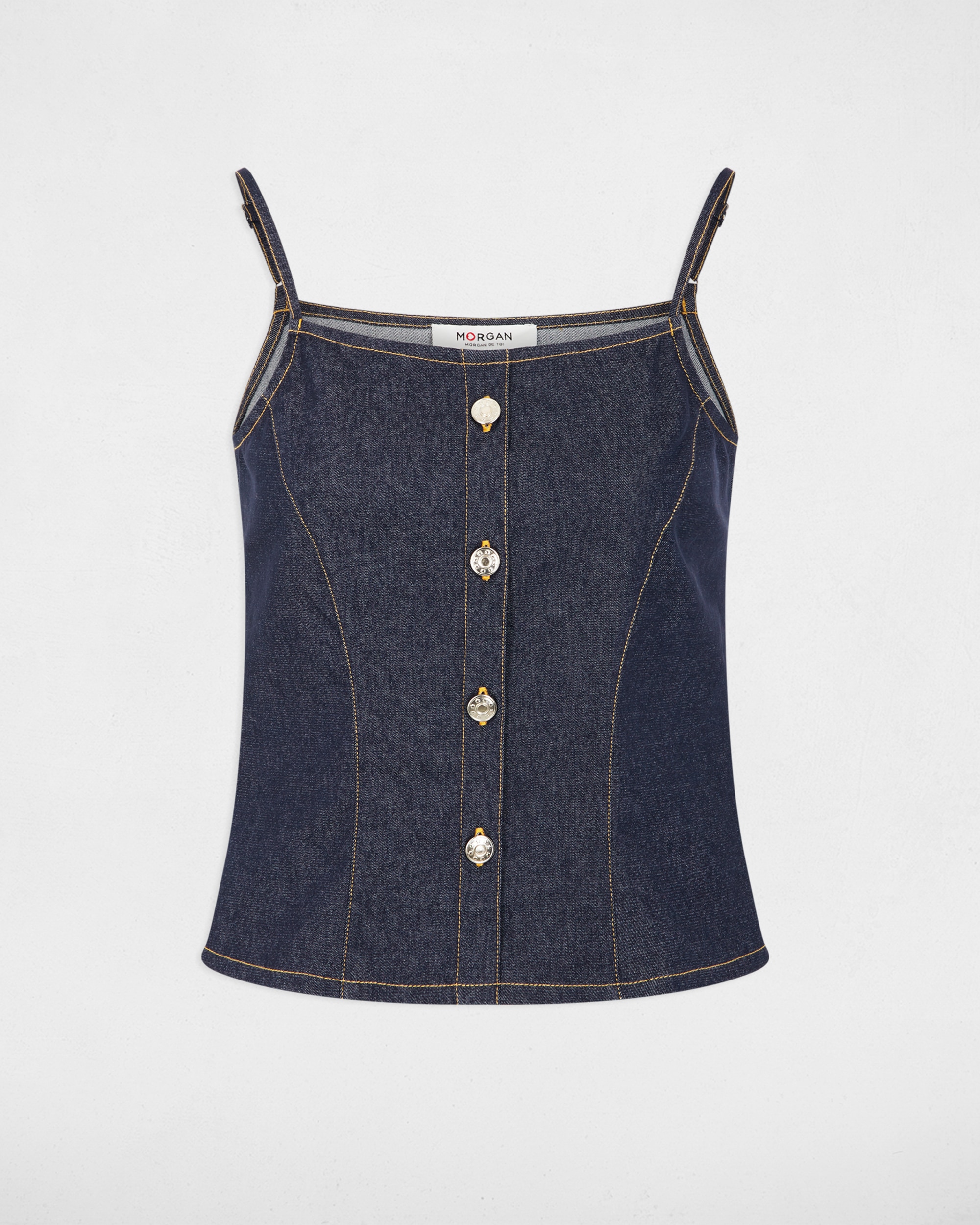 Top Ajustado de Denim Azul-escuro-2