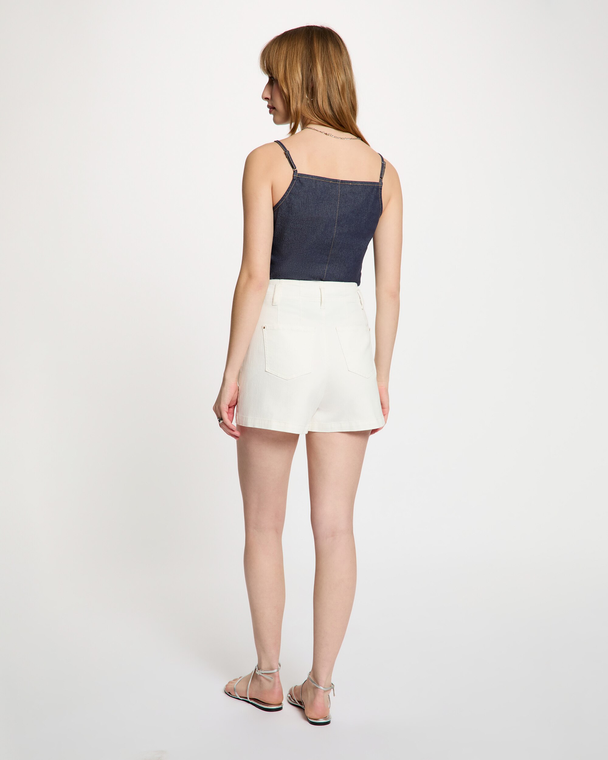 Top Ajustado de Denim Azul-escuro-3