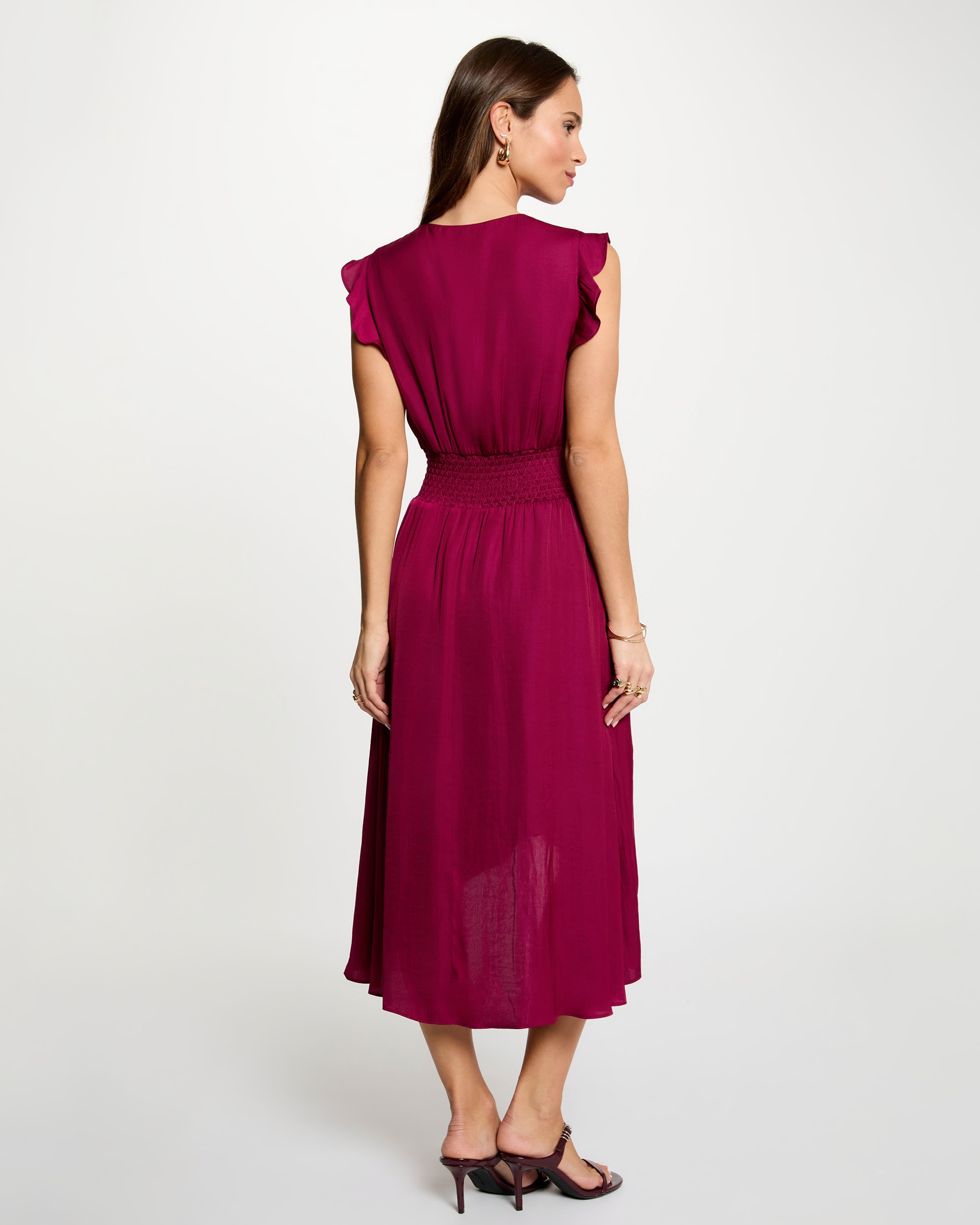 Vestido Midi Folgado sem Mangas Bordeaux-3