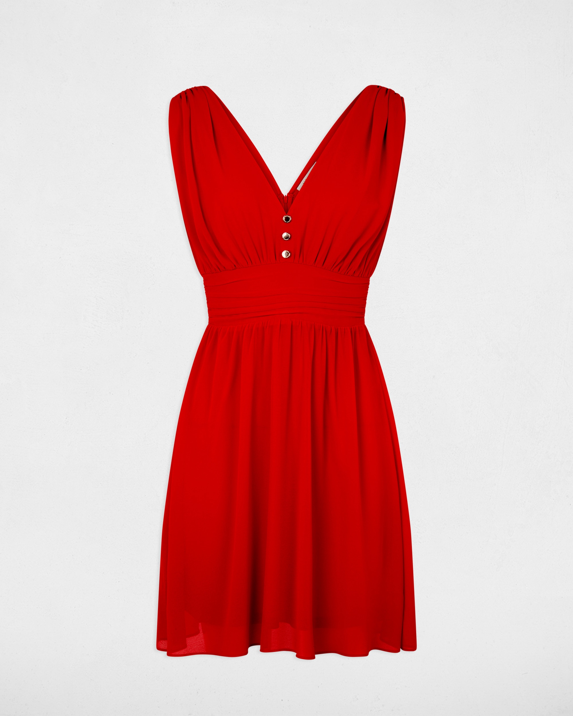 Vestido Curto À Boca de Sino Vermelho-2