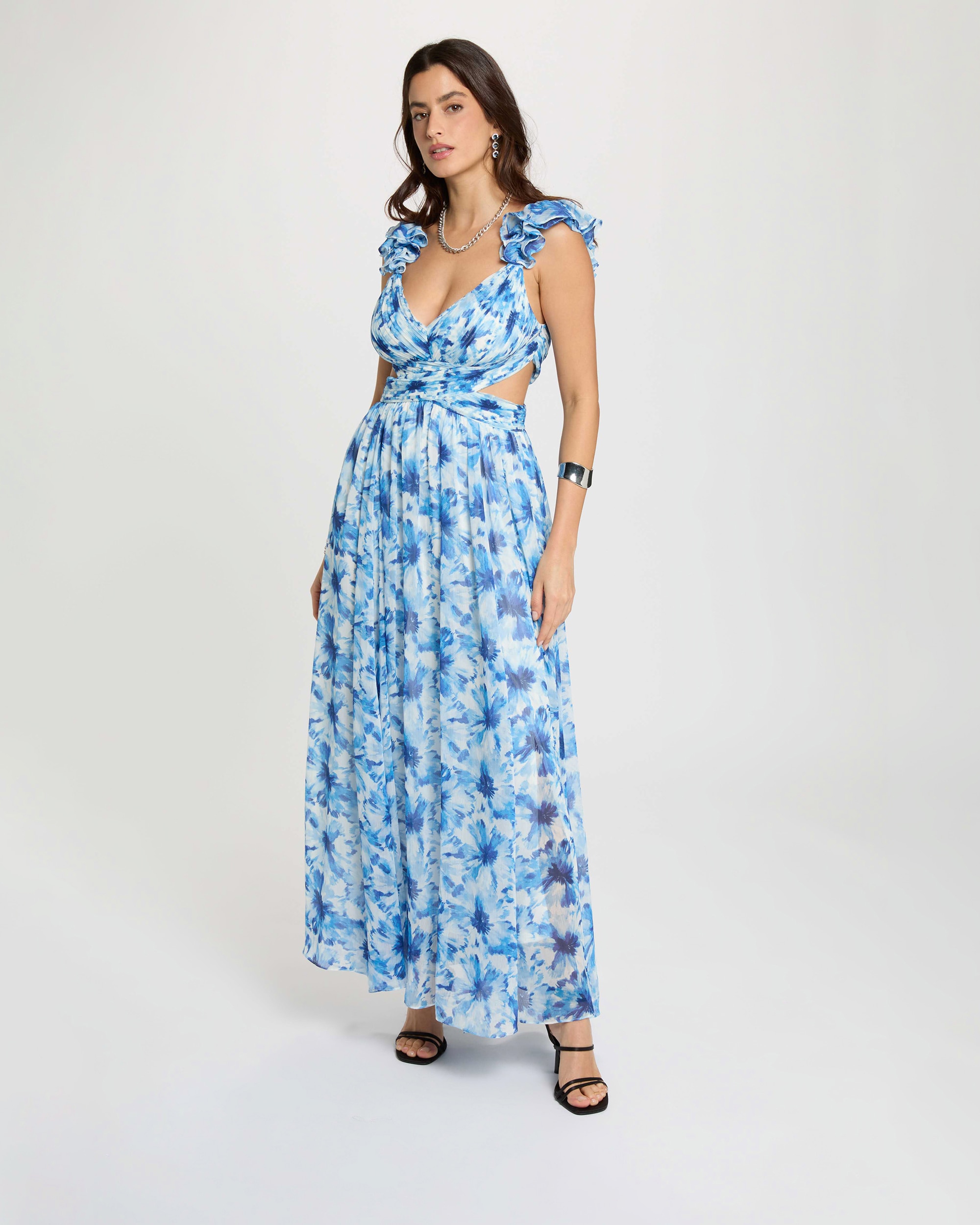 Imagem 0 de Vestido Comprido Floral À Boca de Sino