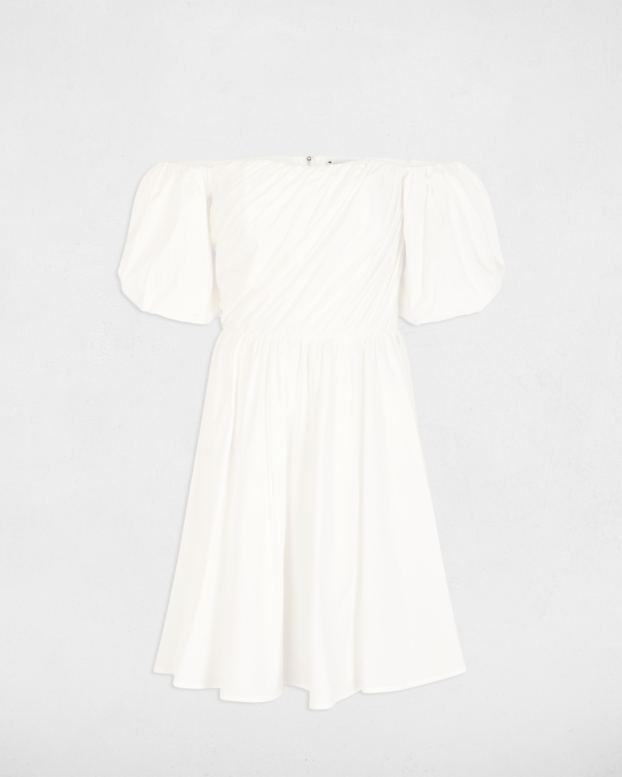 Vestido Curto com Mangas Abalonadas Branco-2