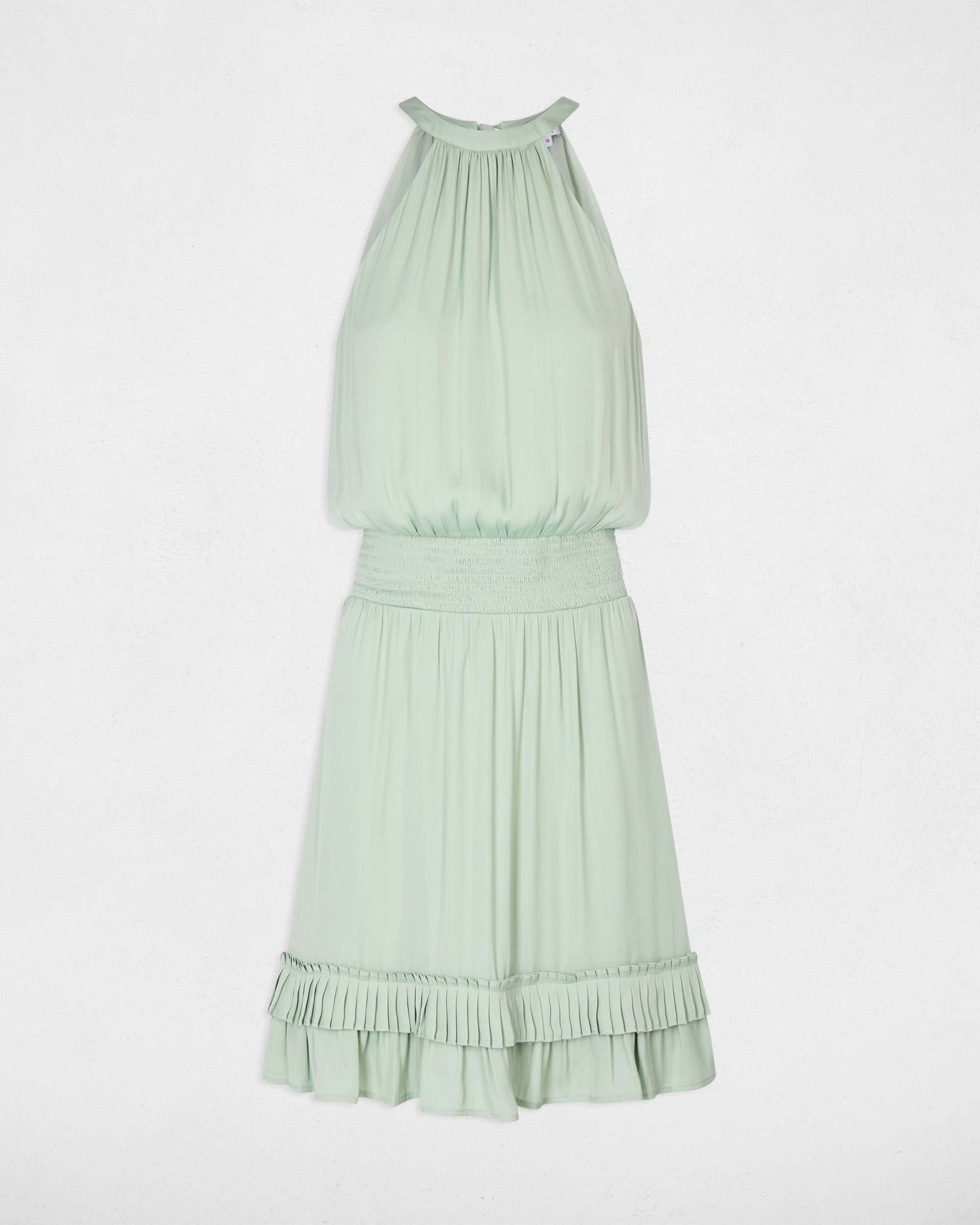 Vestido Curto com Gola Alta Verde-claro-2
