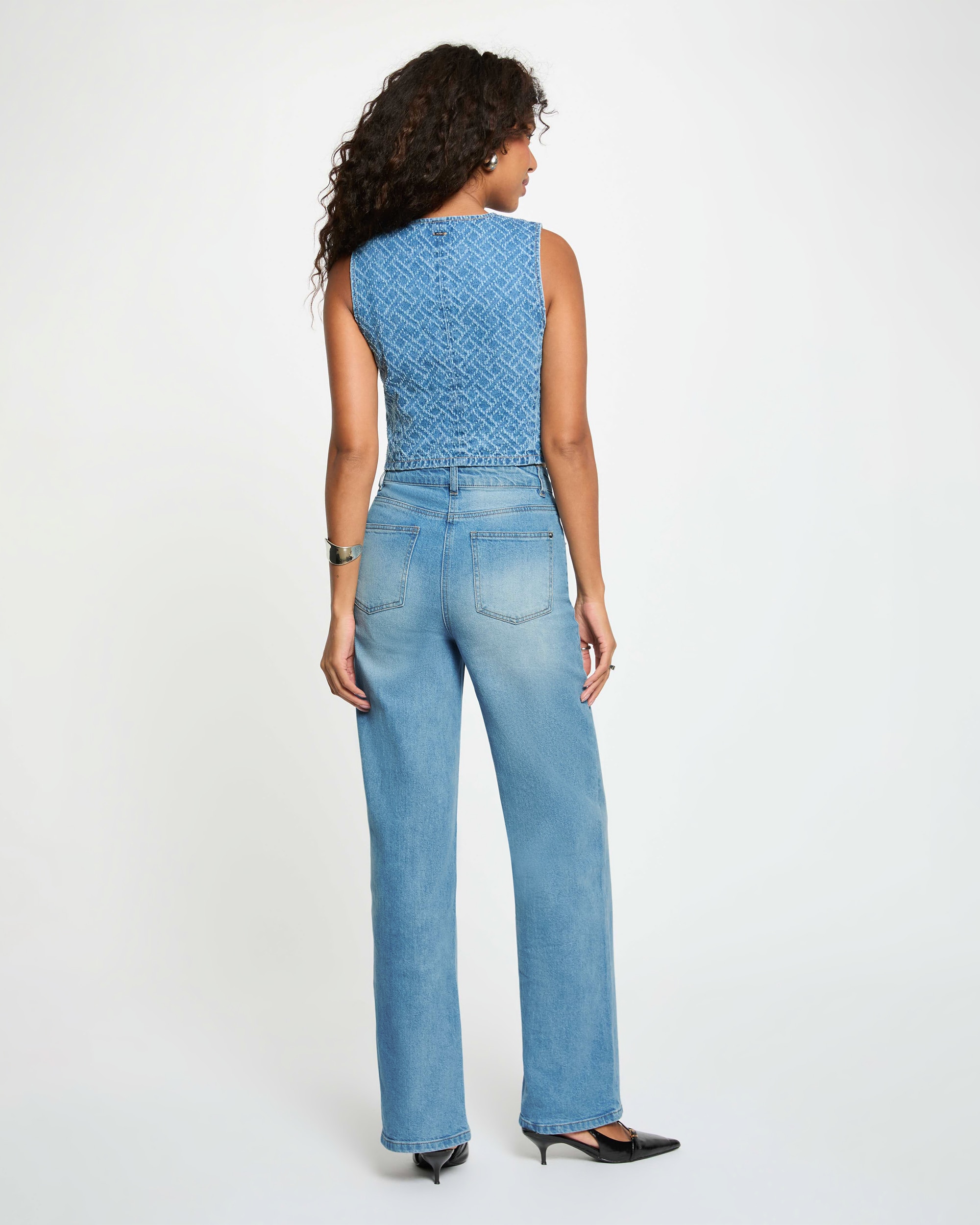 Cardigan Denim com Pespontos Azul denim-3
