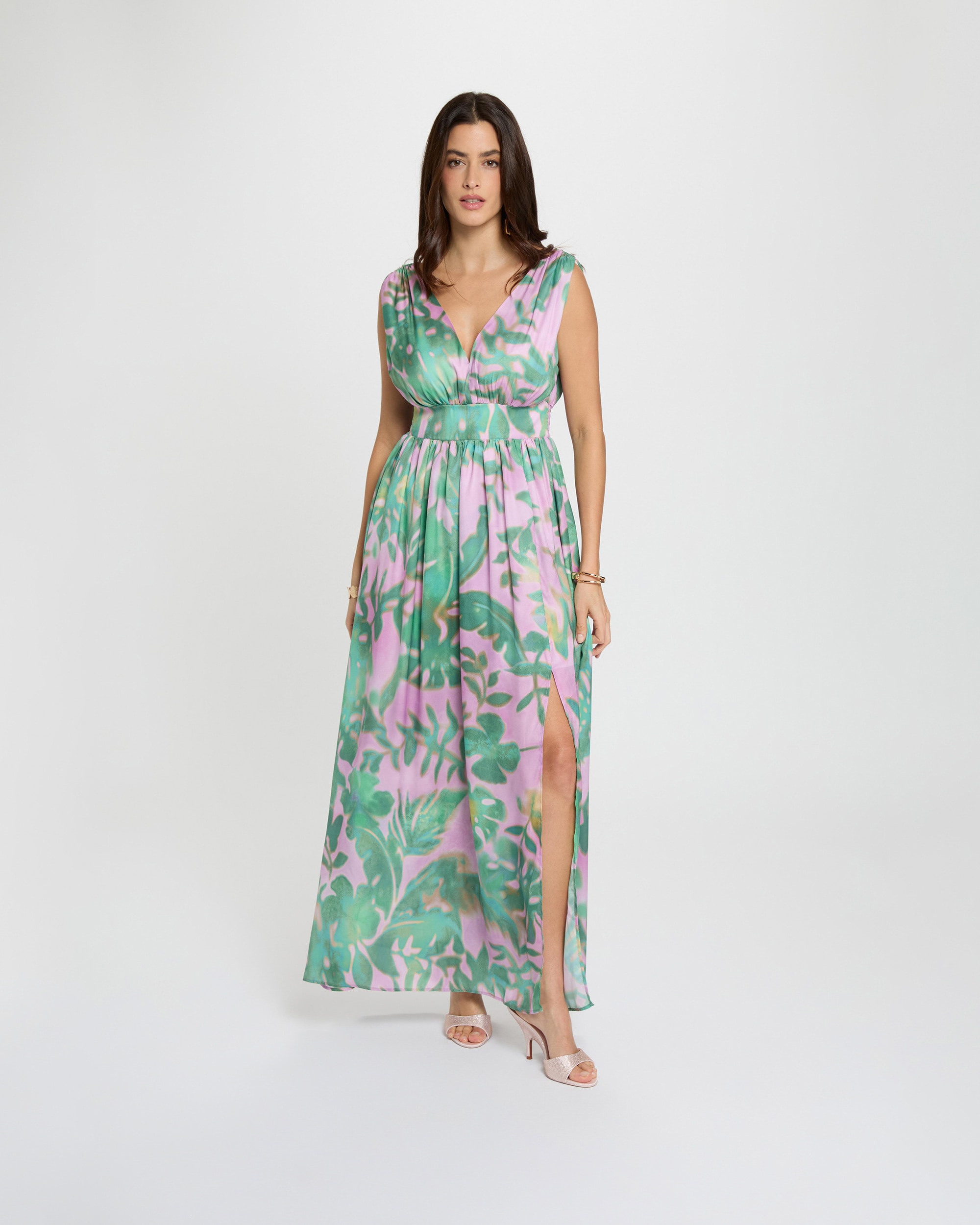 Imagem 0 de Vestido Comprido com Decote em V