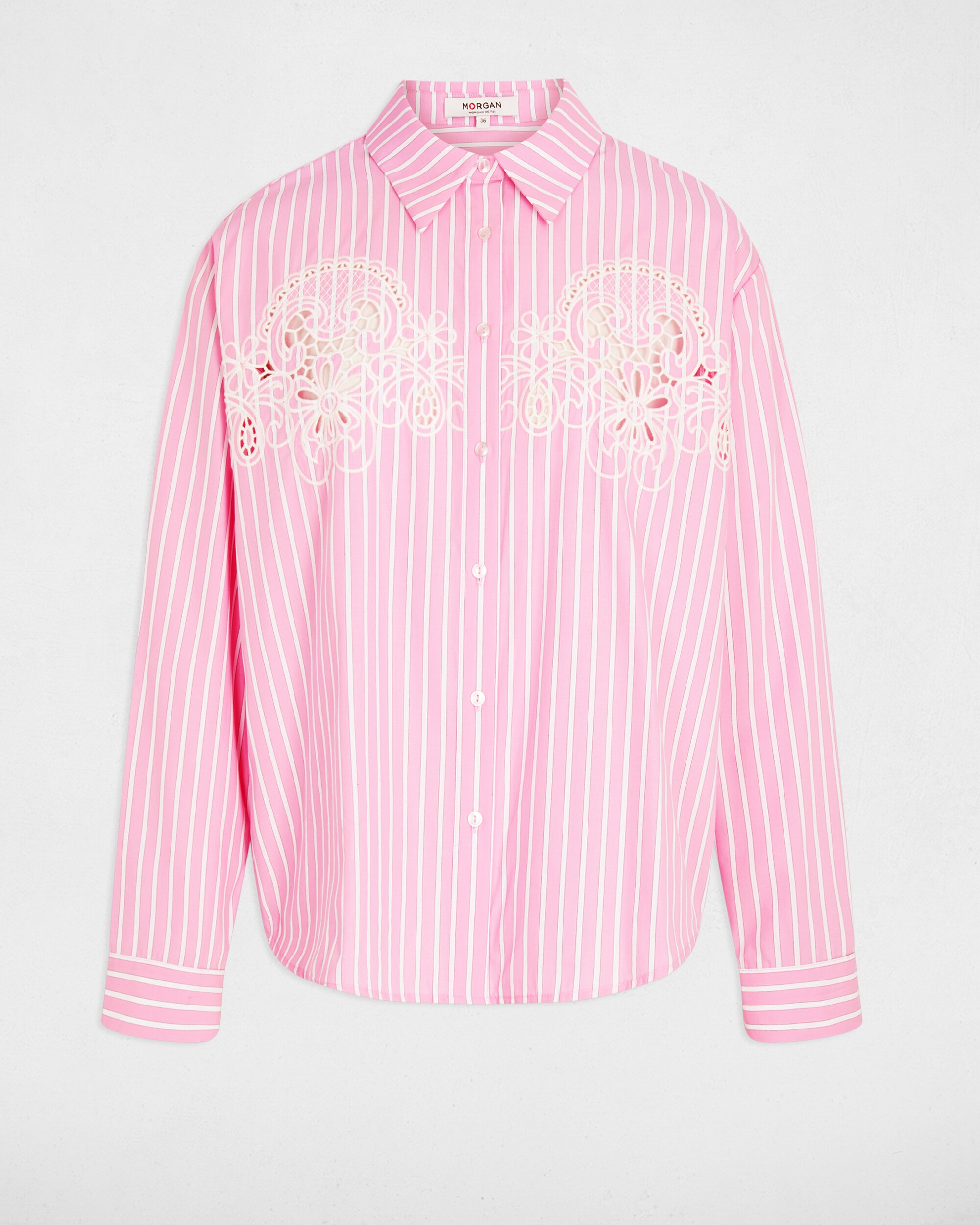 Camisa Oversize Às Riscas Rosa-2
