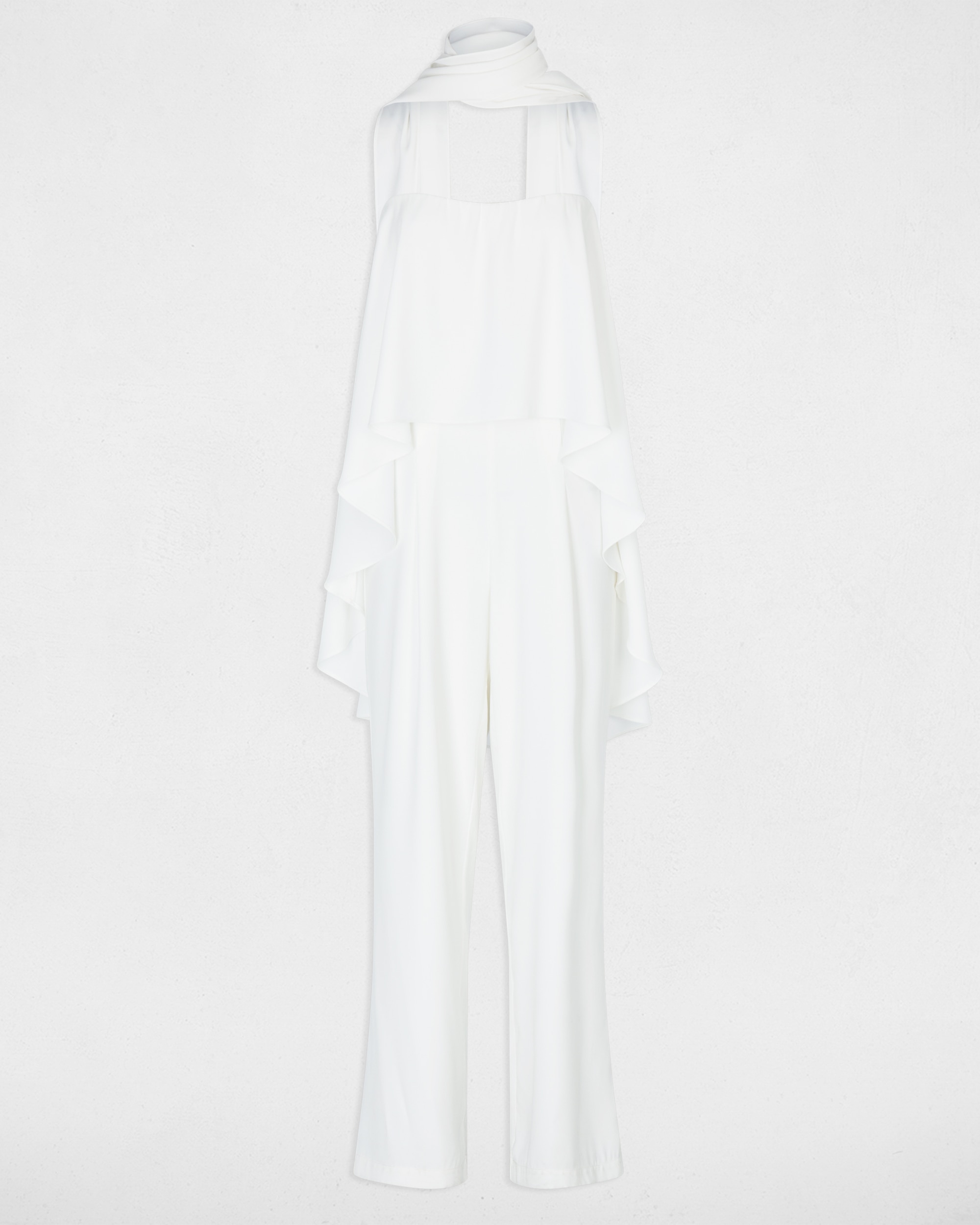 Macacão Fluido com Decote Bustier Branco-2