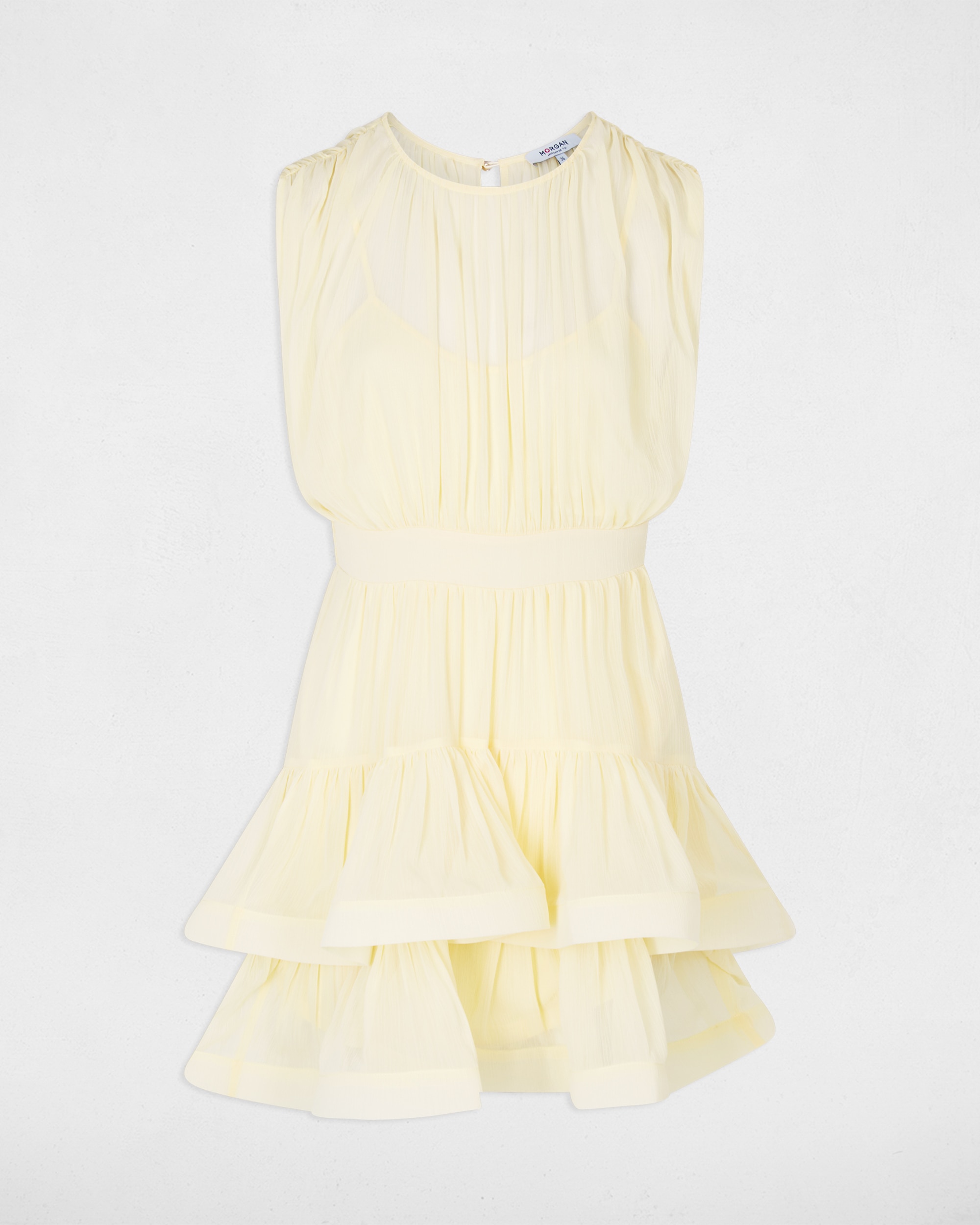 Vestido Curto com Gola Alta Amarelo-2