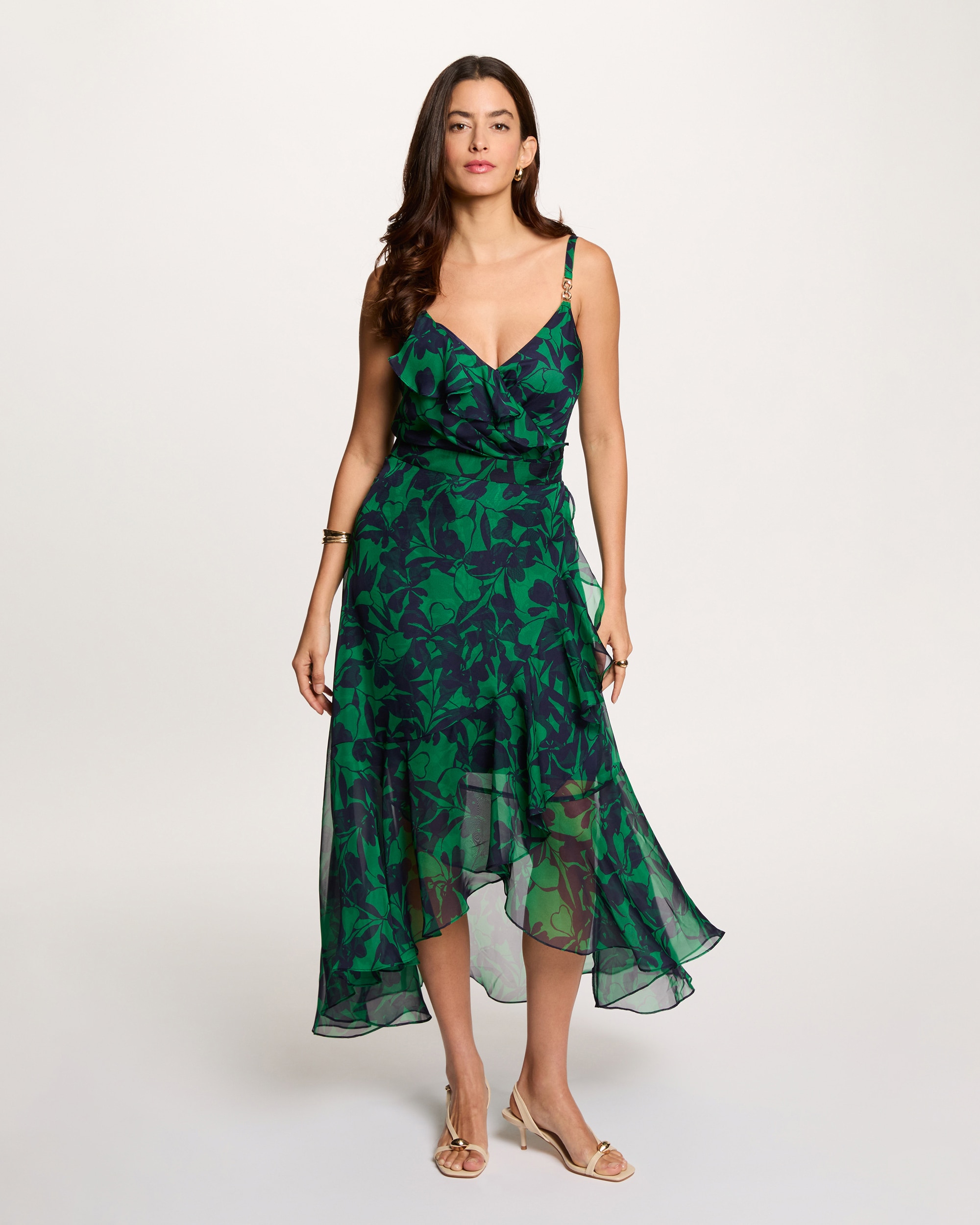 Imagem 0 de Vestido Midi com Decote em V e Alças com Charm