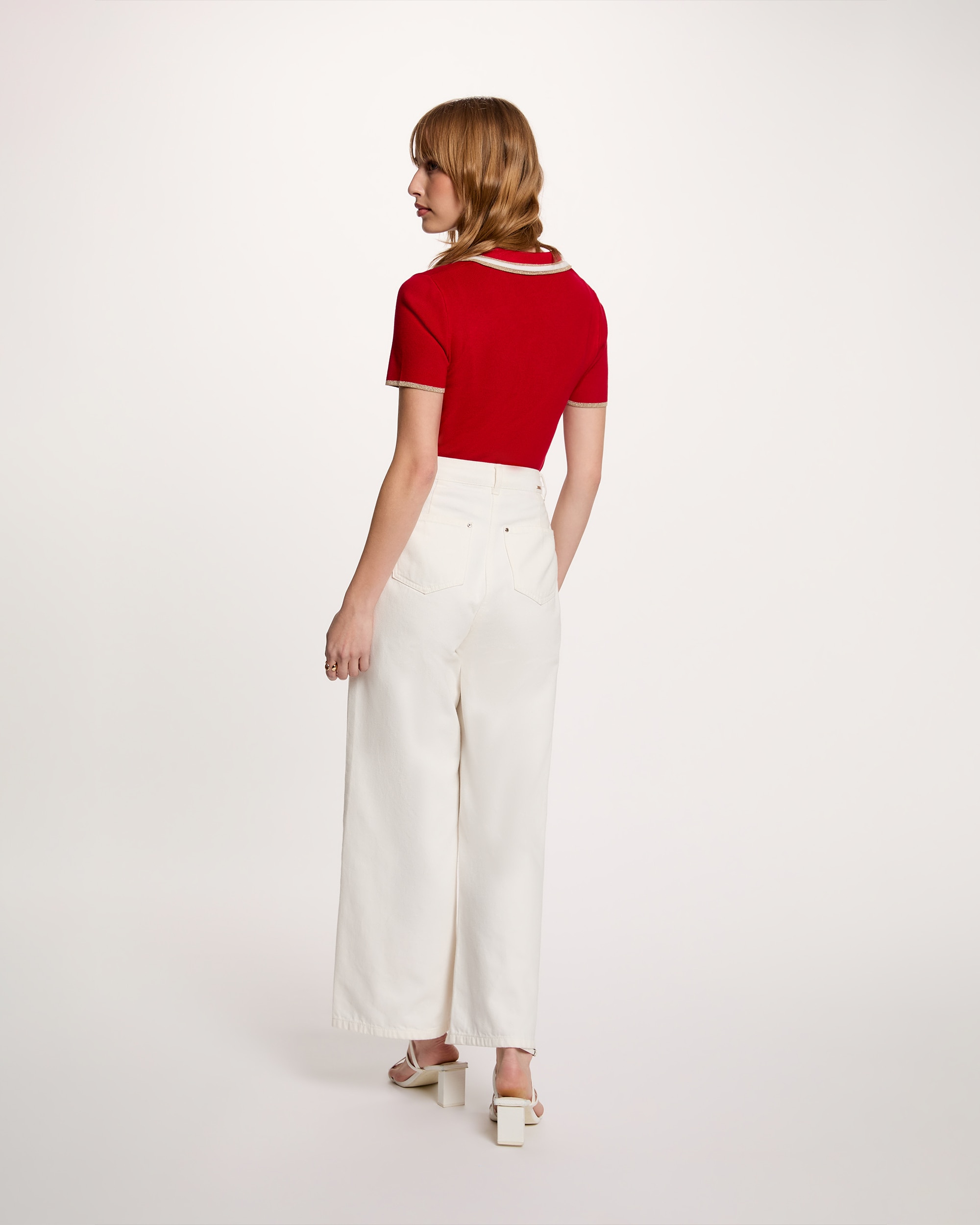 Cardigan com Decote em V Vermelho-3