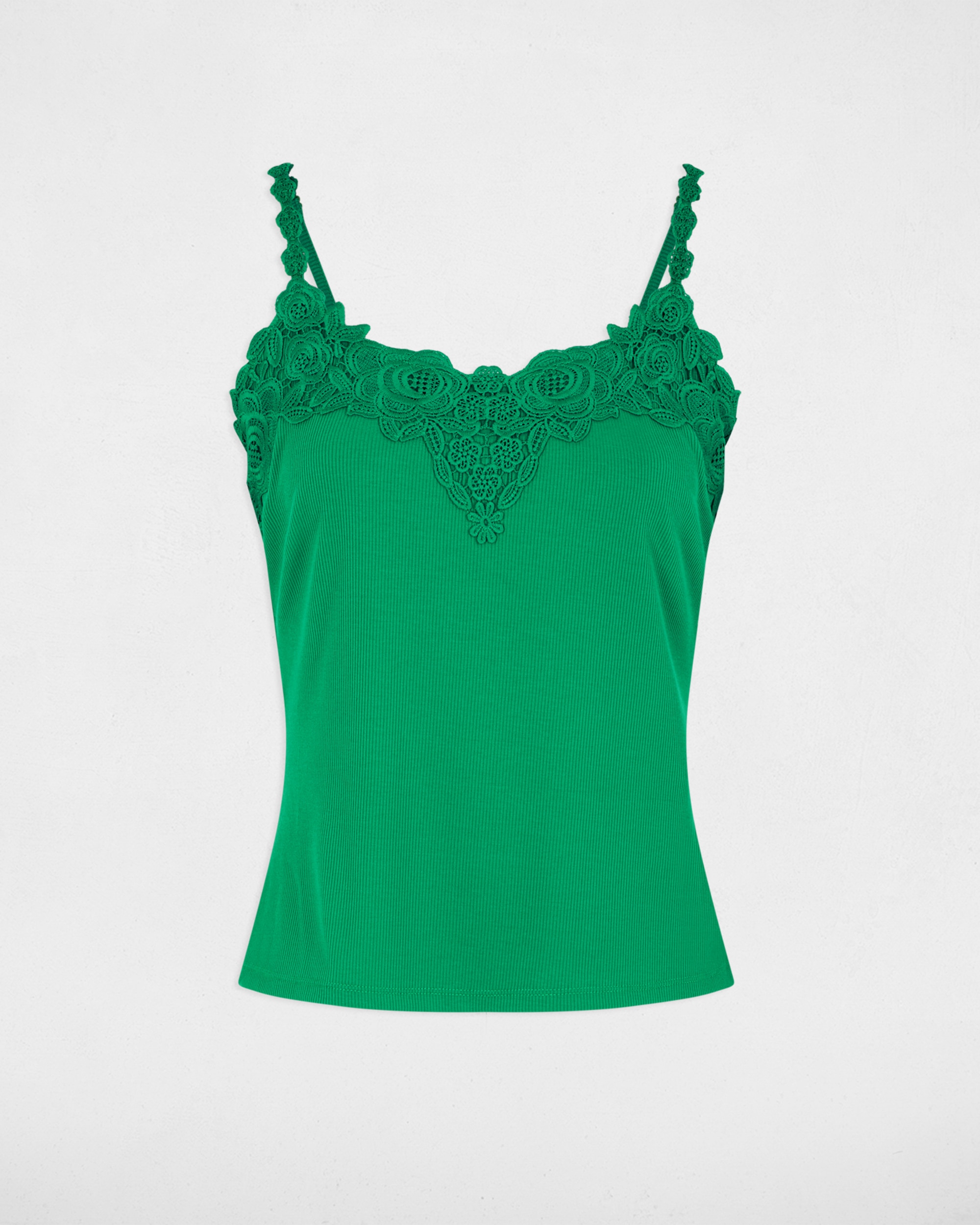 Top de Renda com Decote Quadrado Verde-2