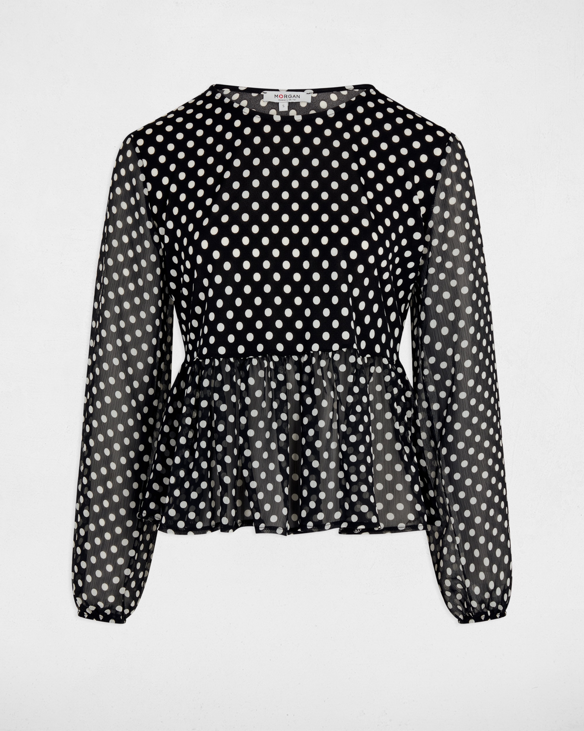 Blusa de Gase com Gola Redonda Preto translúcido-2