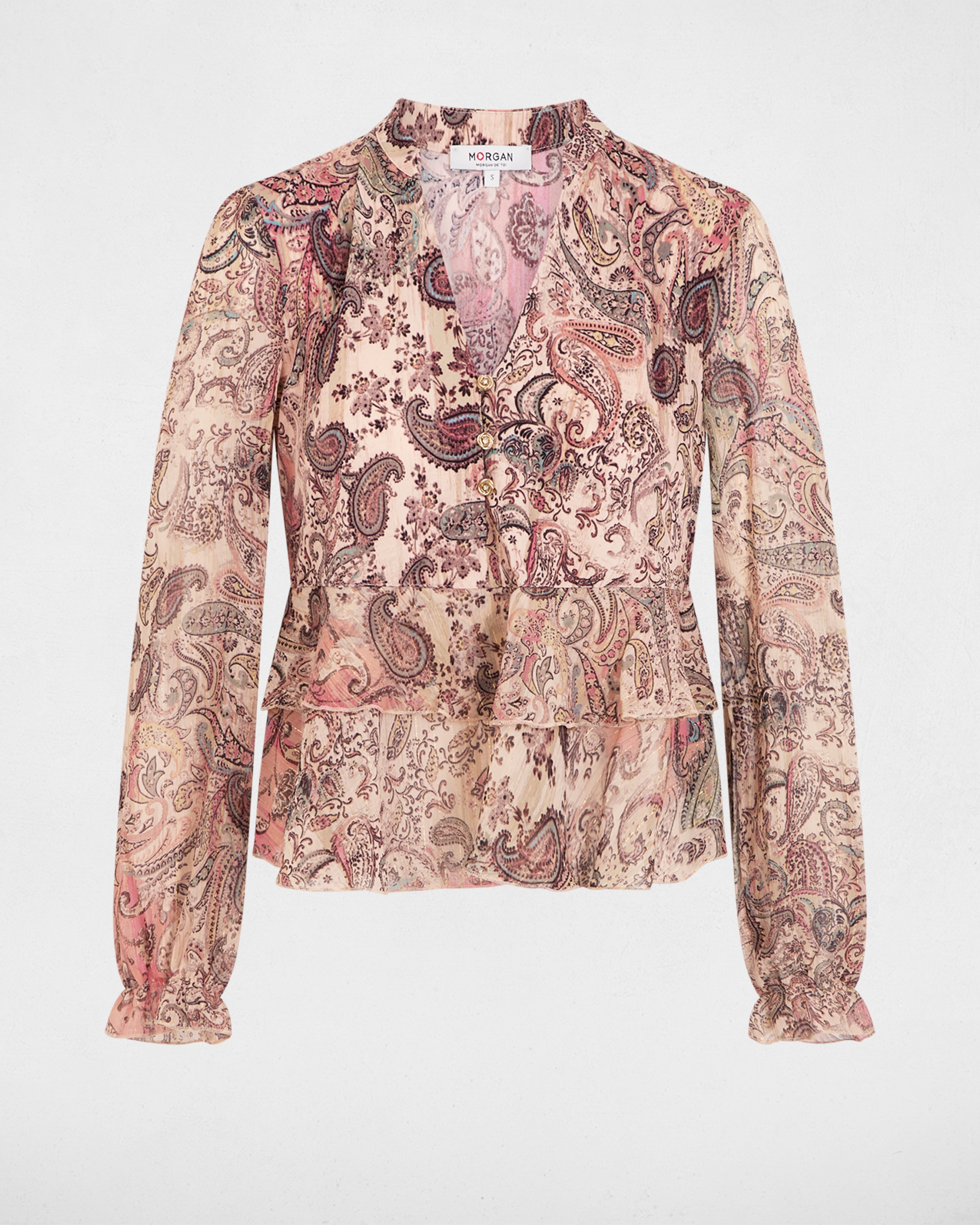 Blusa de Voile com Decote em V Multicolor-2