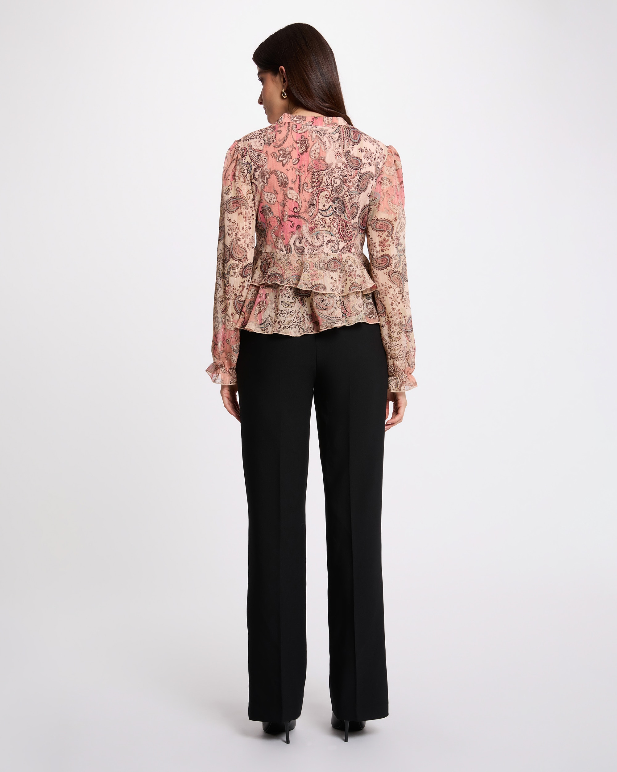 Blusa de Voile com Decote em V Multicolor-3