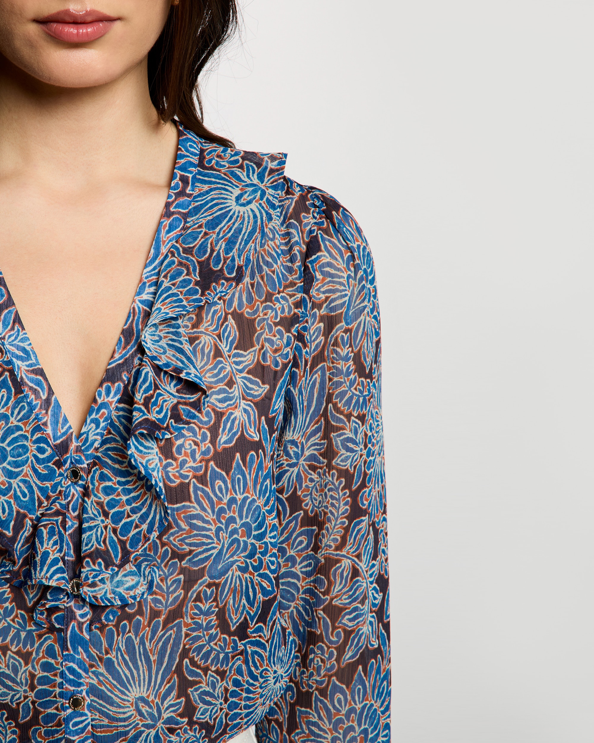 Camisa de Gase Ajustada Multicolor-5