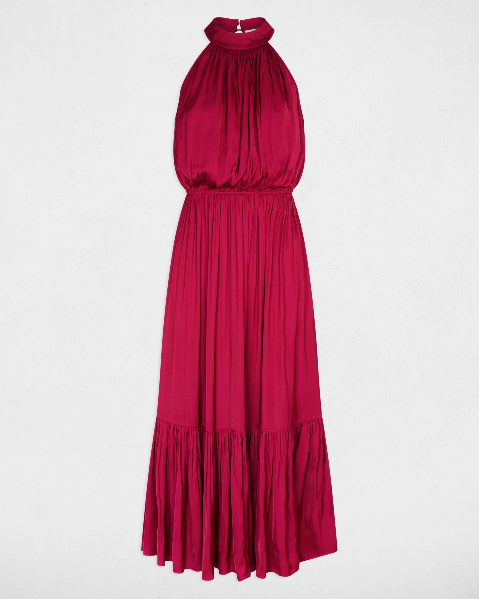 Vestido Comprido com Decote Halter Bordeaux-2