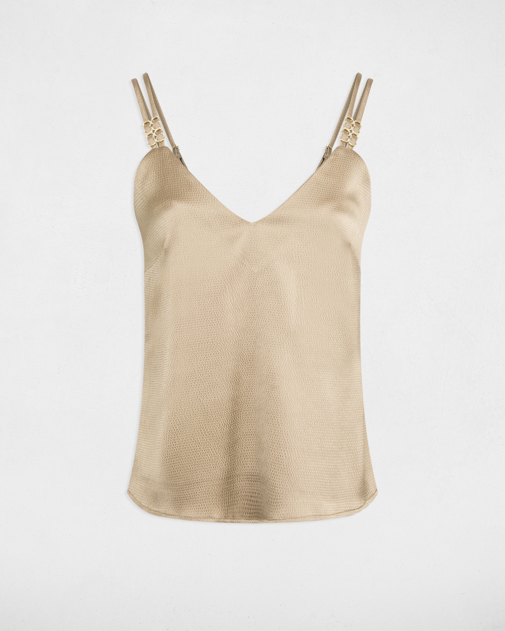 Blusa com Alças Decoradas Champanhe-2