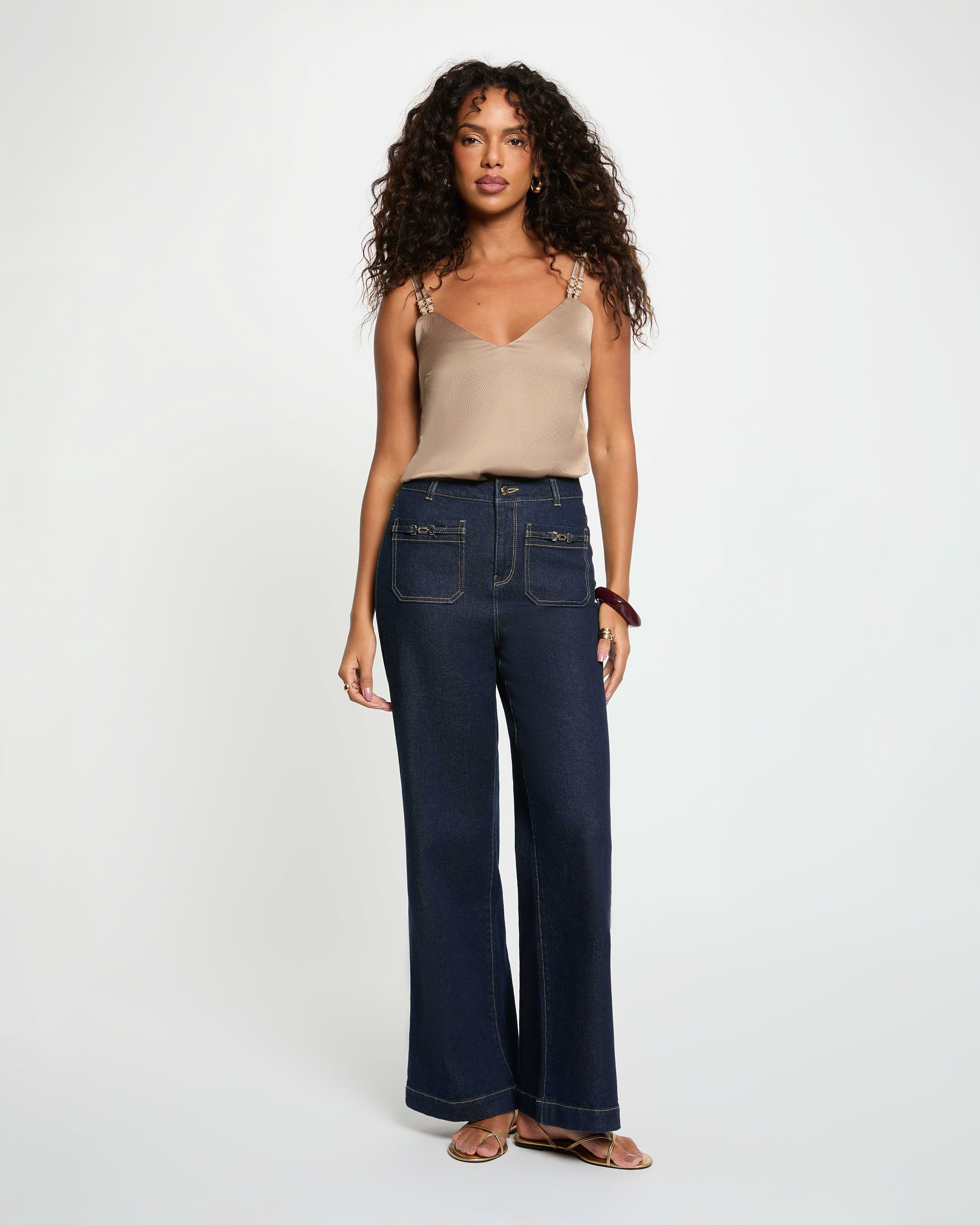 Blusa com Alças Decoradas Champanhe-4