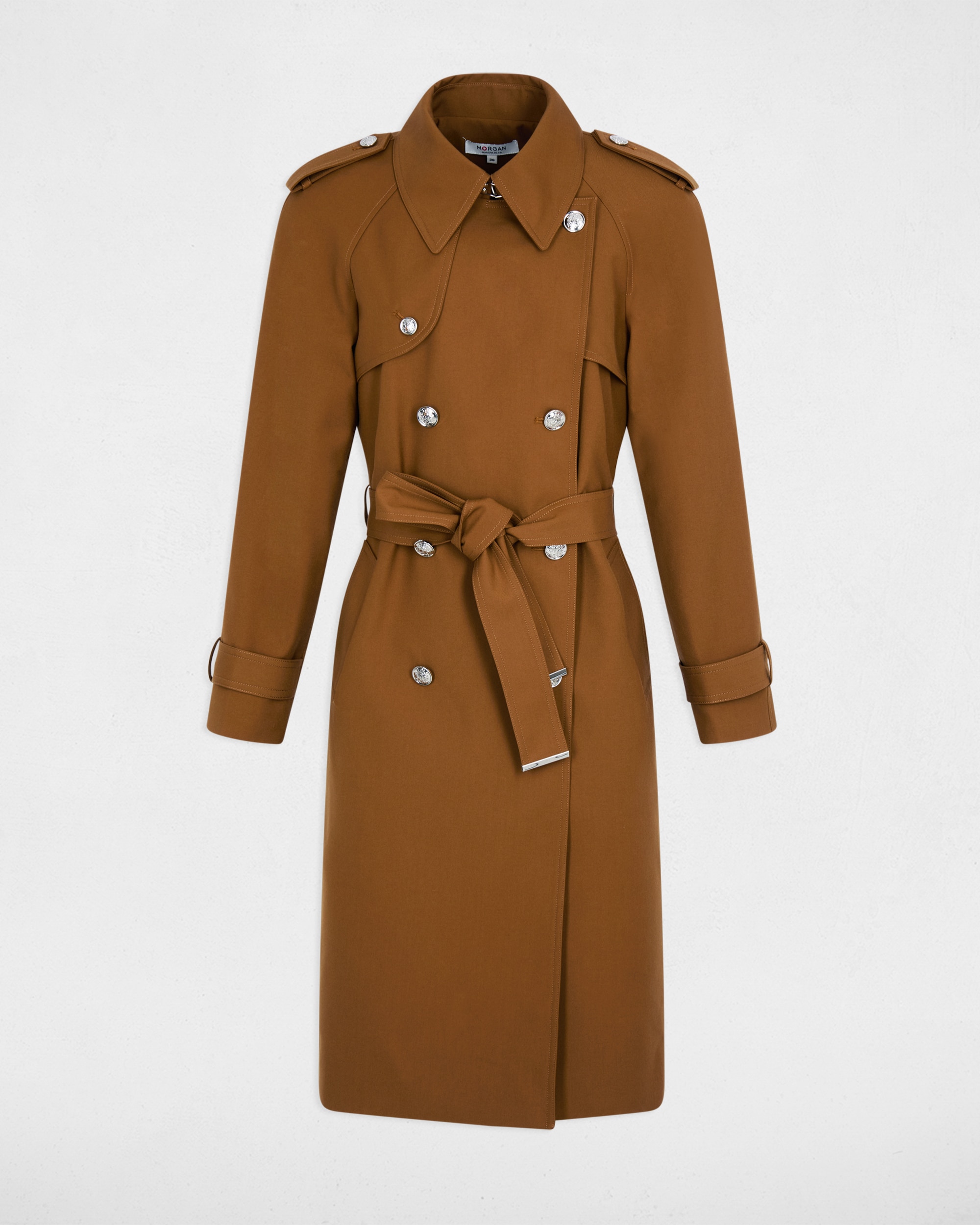 Gabardina Comprida com Cinto Camel-2