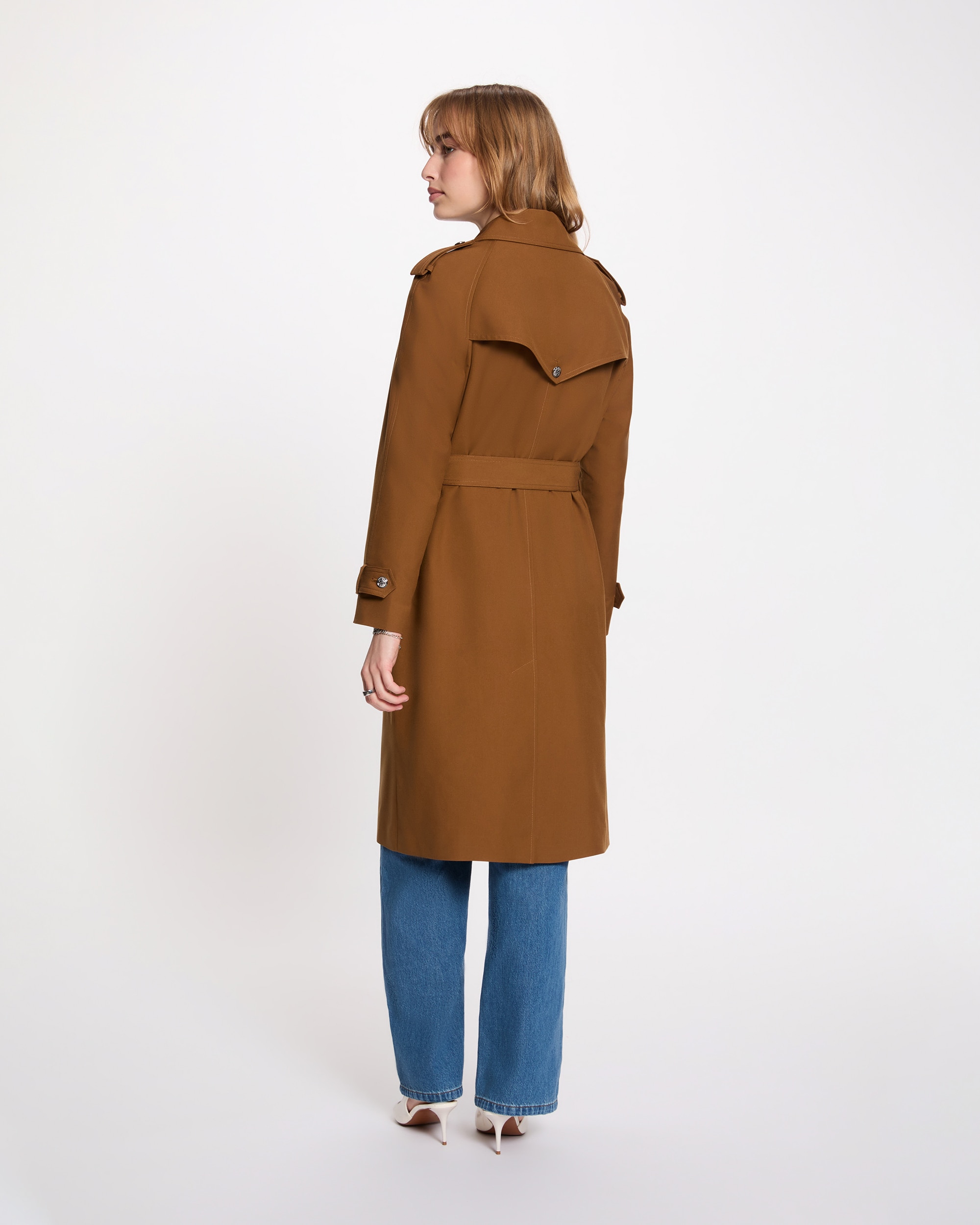 Gabardina Comprida com Cinto Camel-3