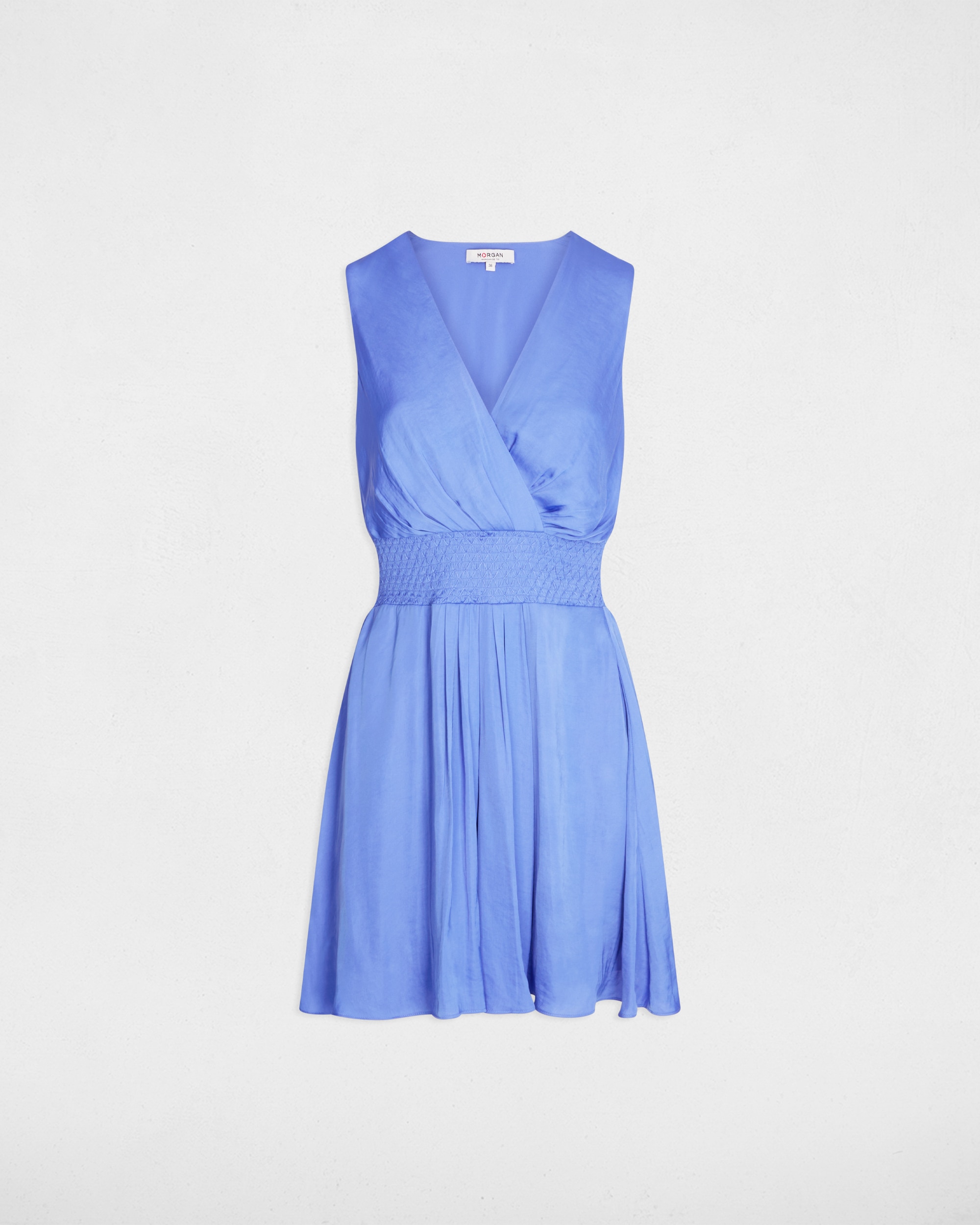 Vestido Curto com Corte a Direito Folgado Azul-celeste-2