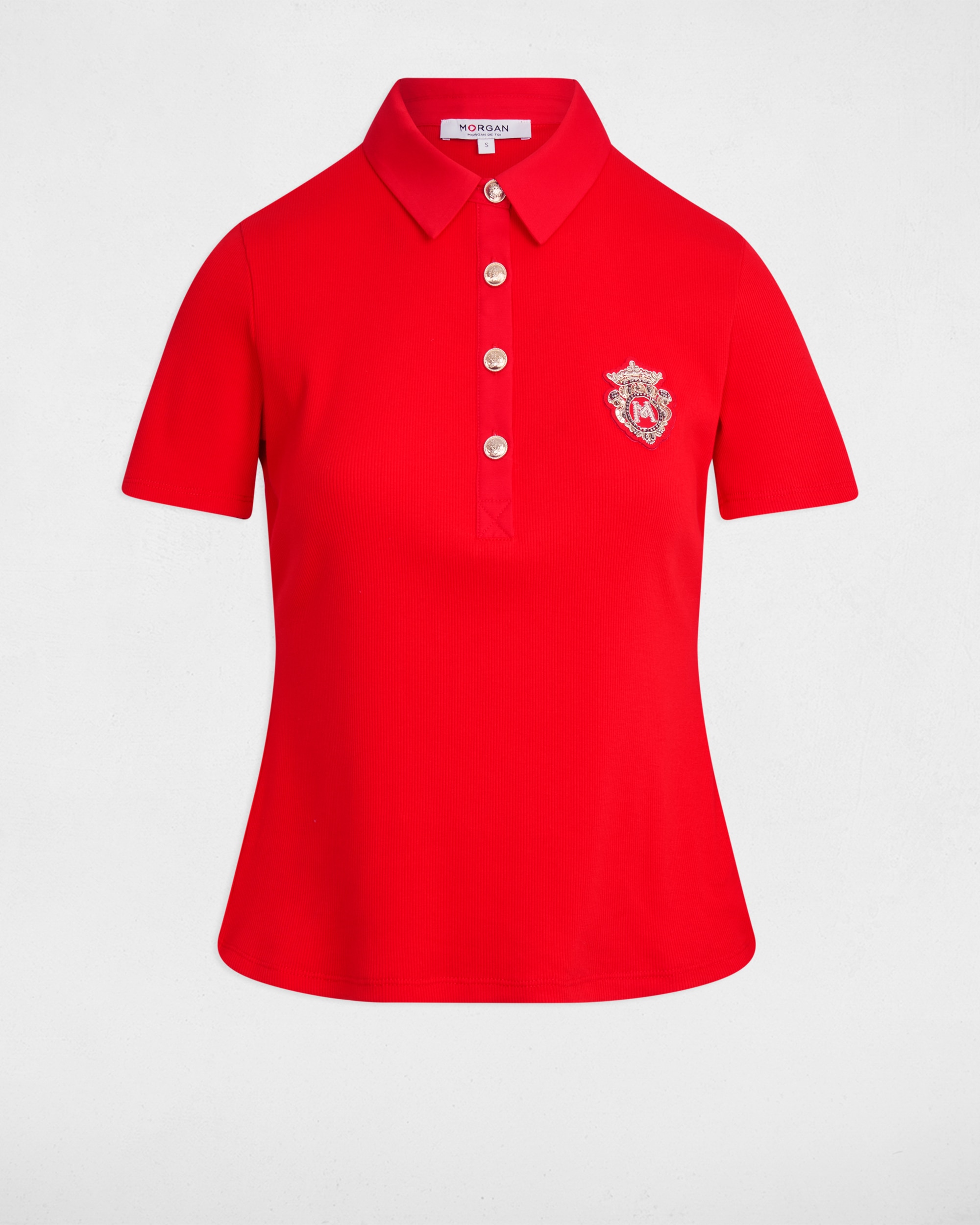 Polo com Logo Bordado Vermelho-2