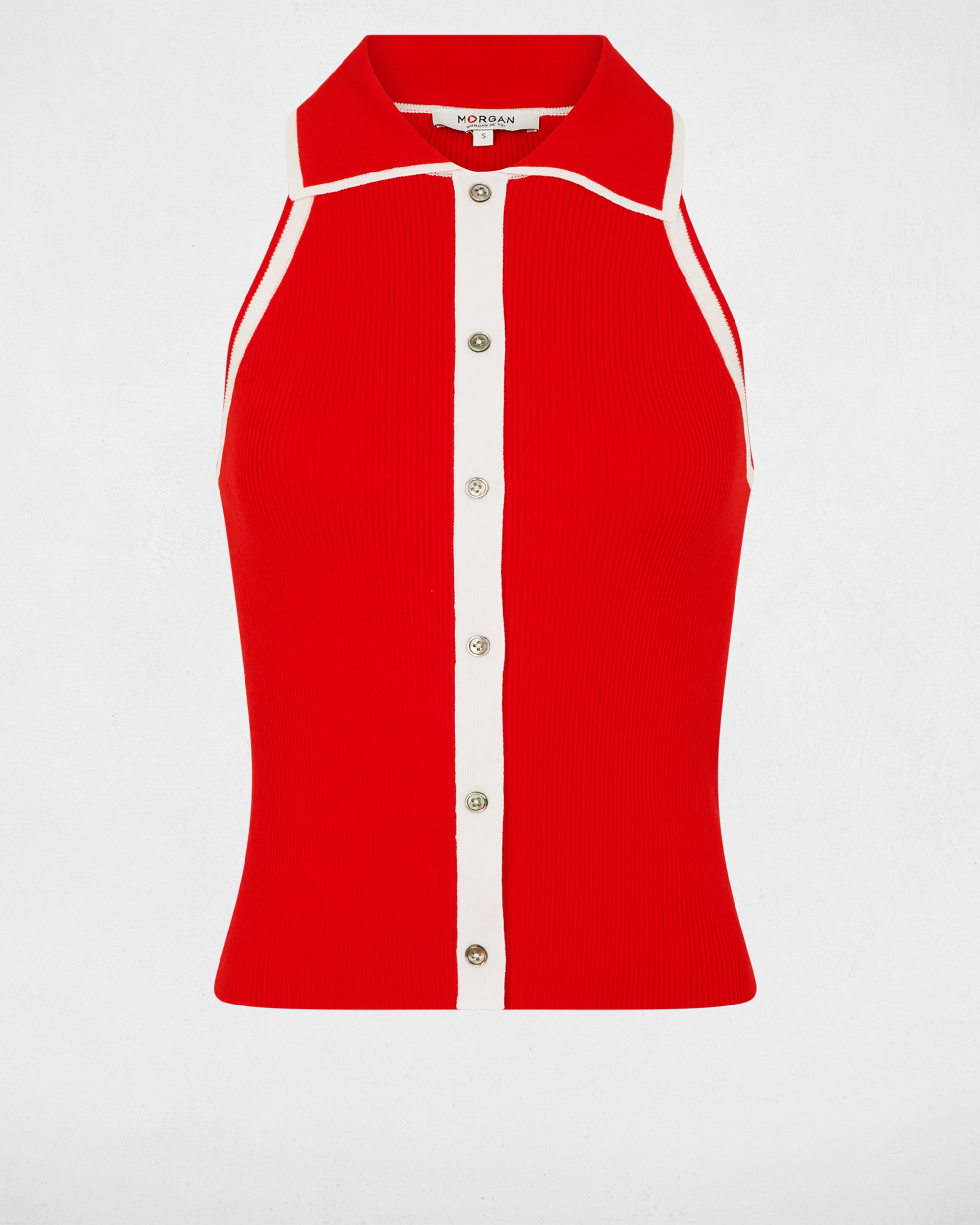 Colete com Fecho de Botões Vermelho / Branco-2