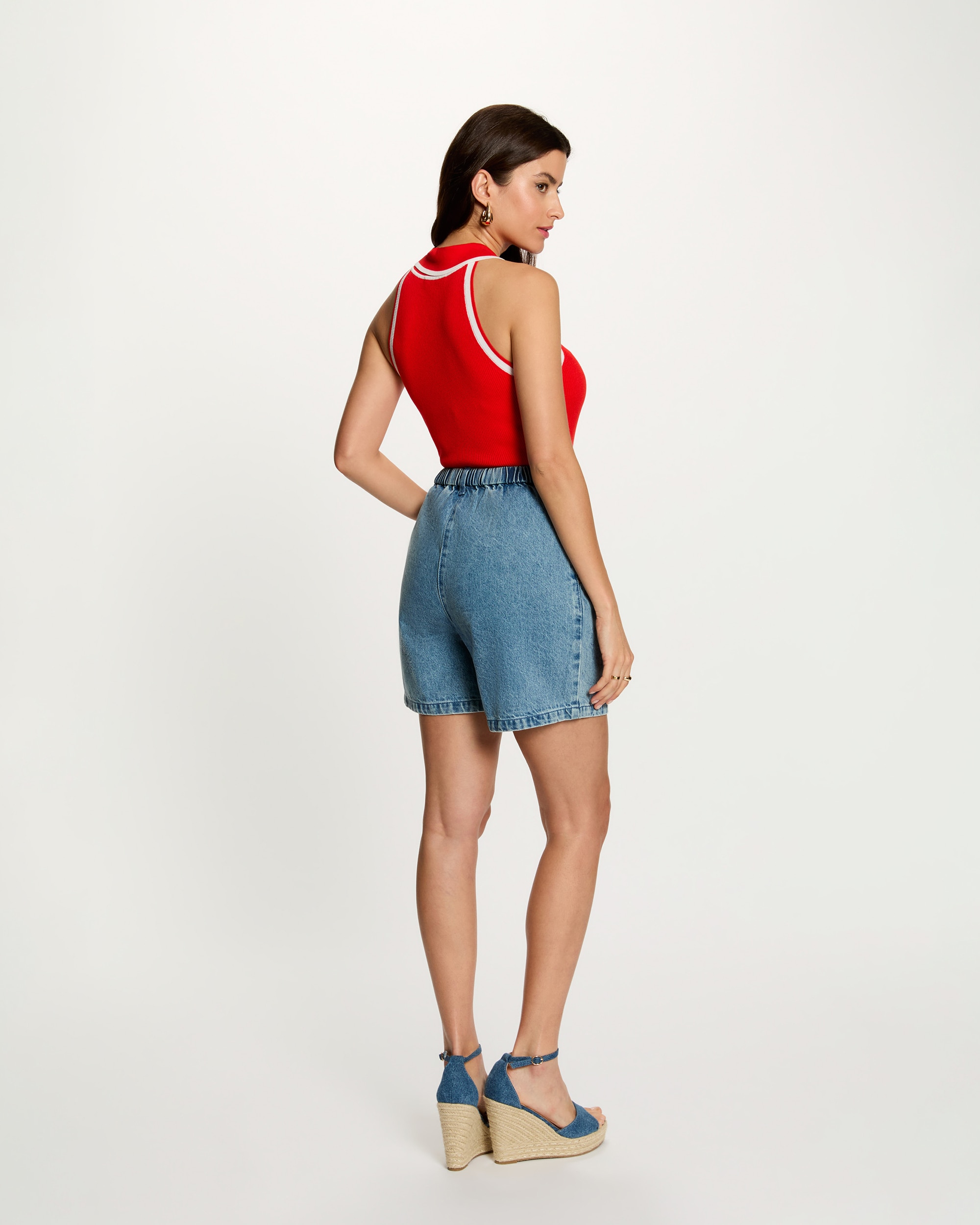 Colete com Fecho de Botões Vermelho / Branco-3
