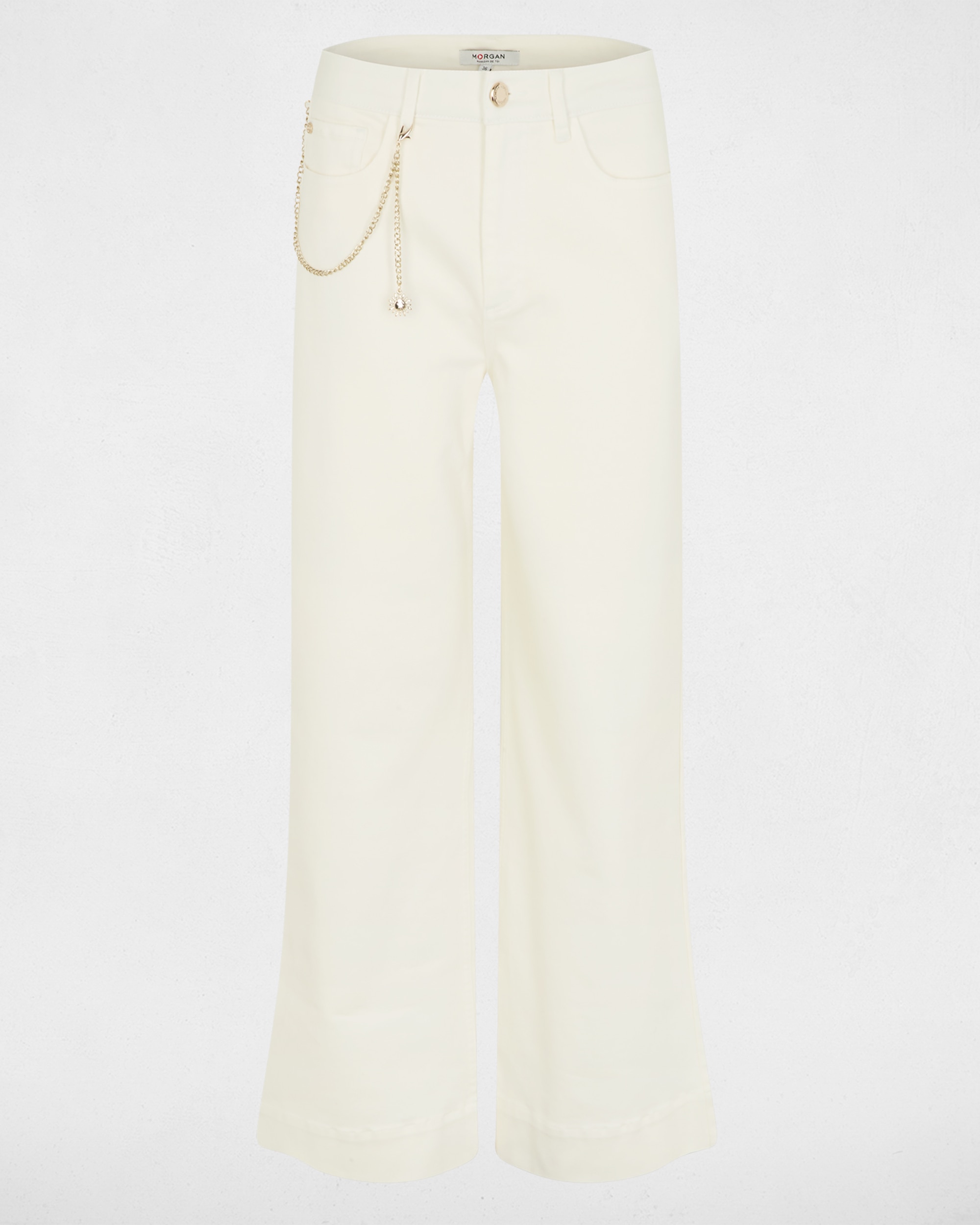 Jeans Largos de Cintura Subida Branco-2