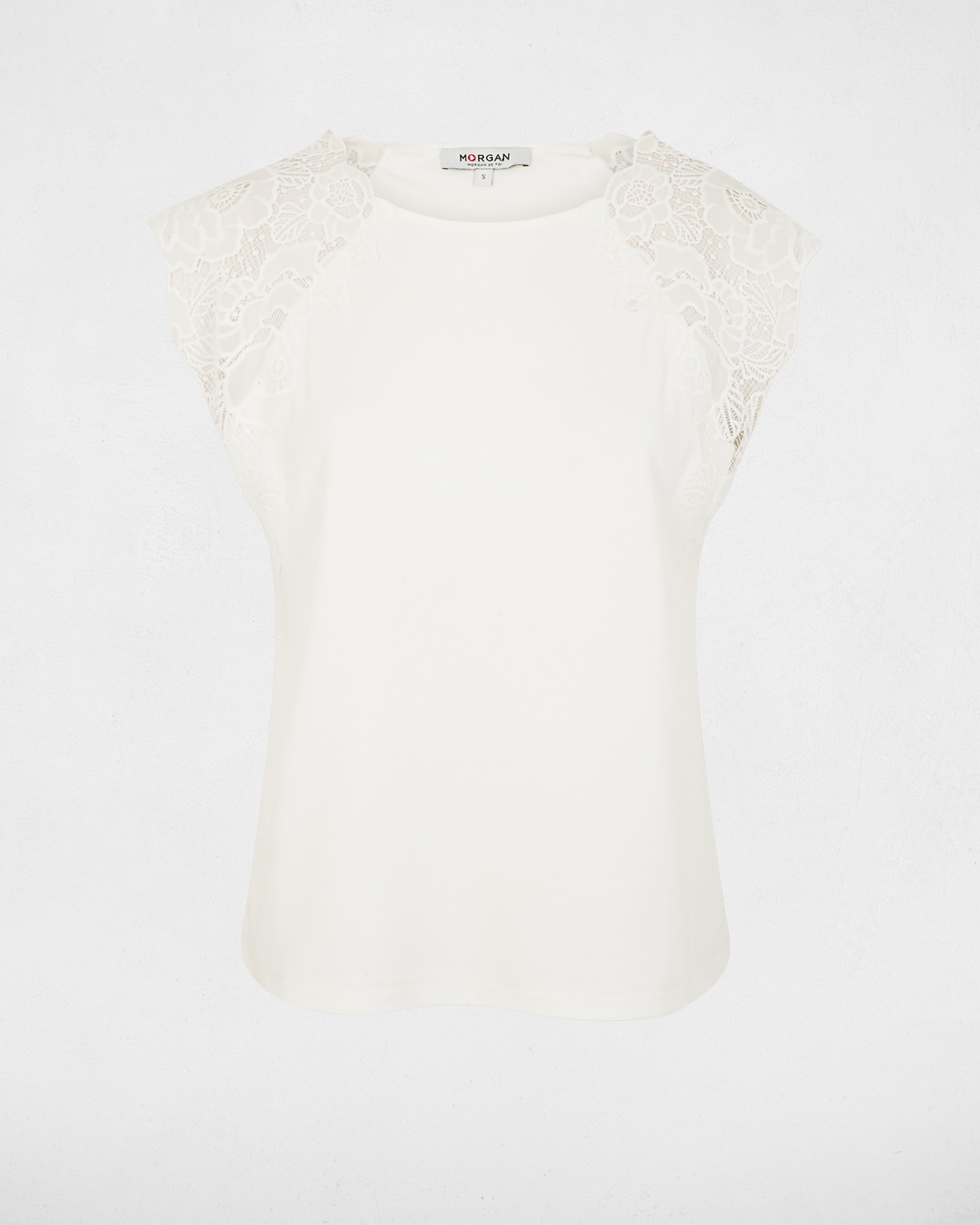 Top sem Mangas com Detalhe de Renda Branco-2
