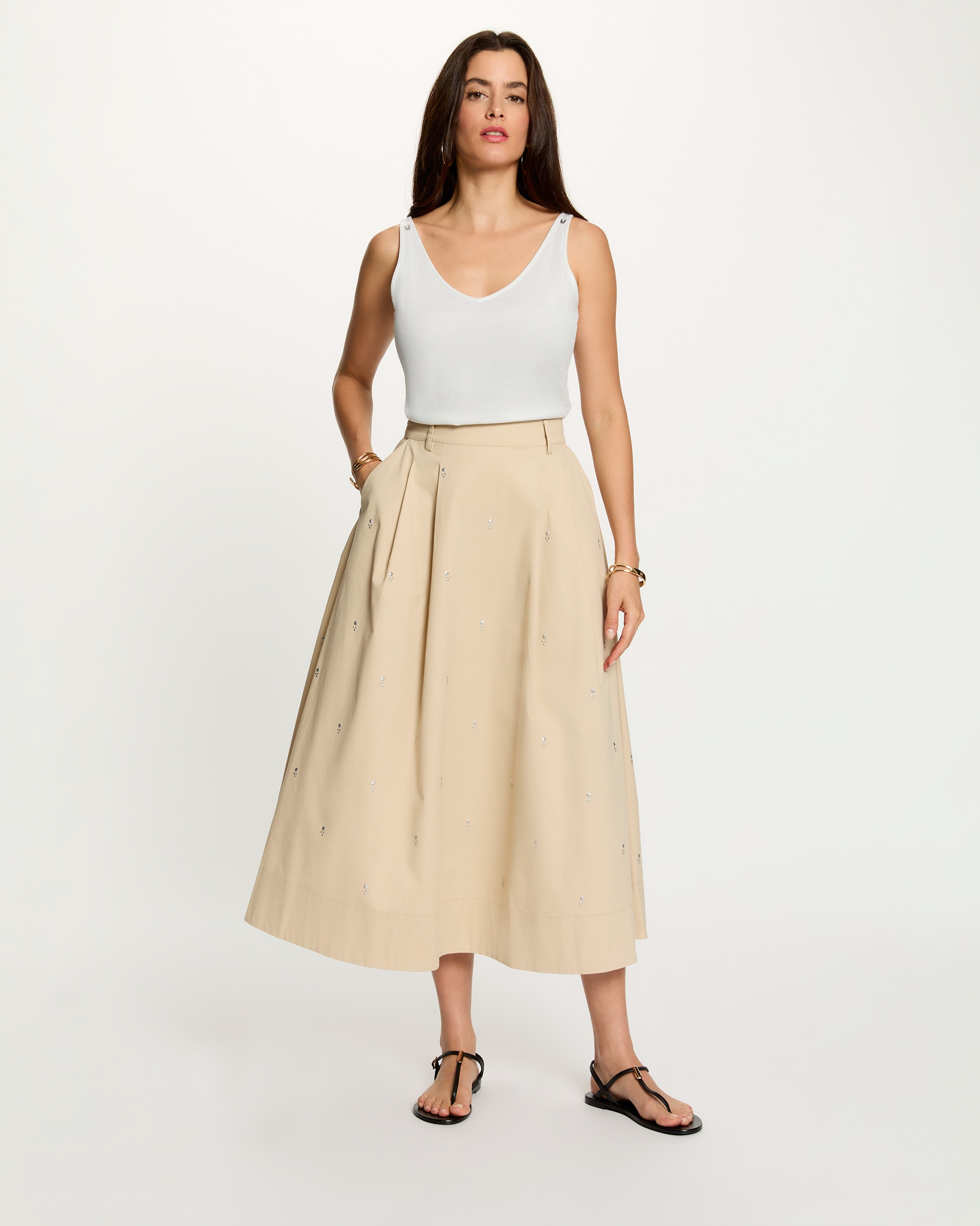 Top Brilhante com Decote em V Branco-4