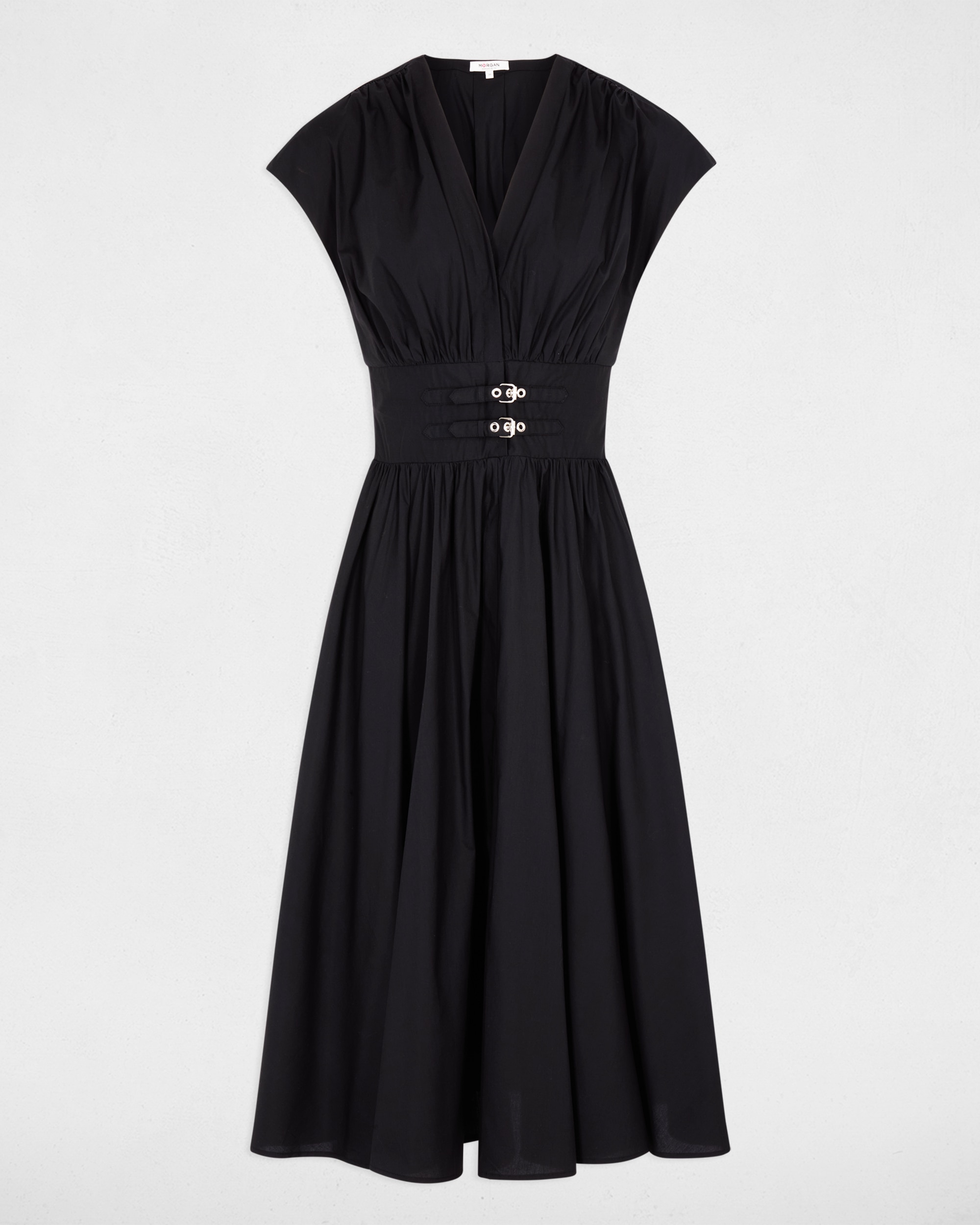 Vestido Midi com Fivelas Preto-2