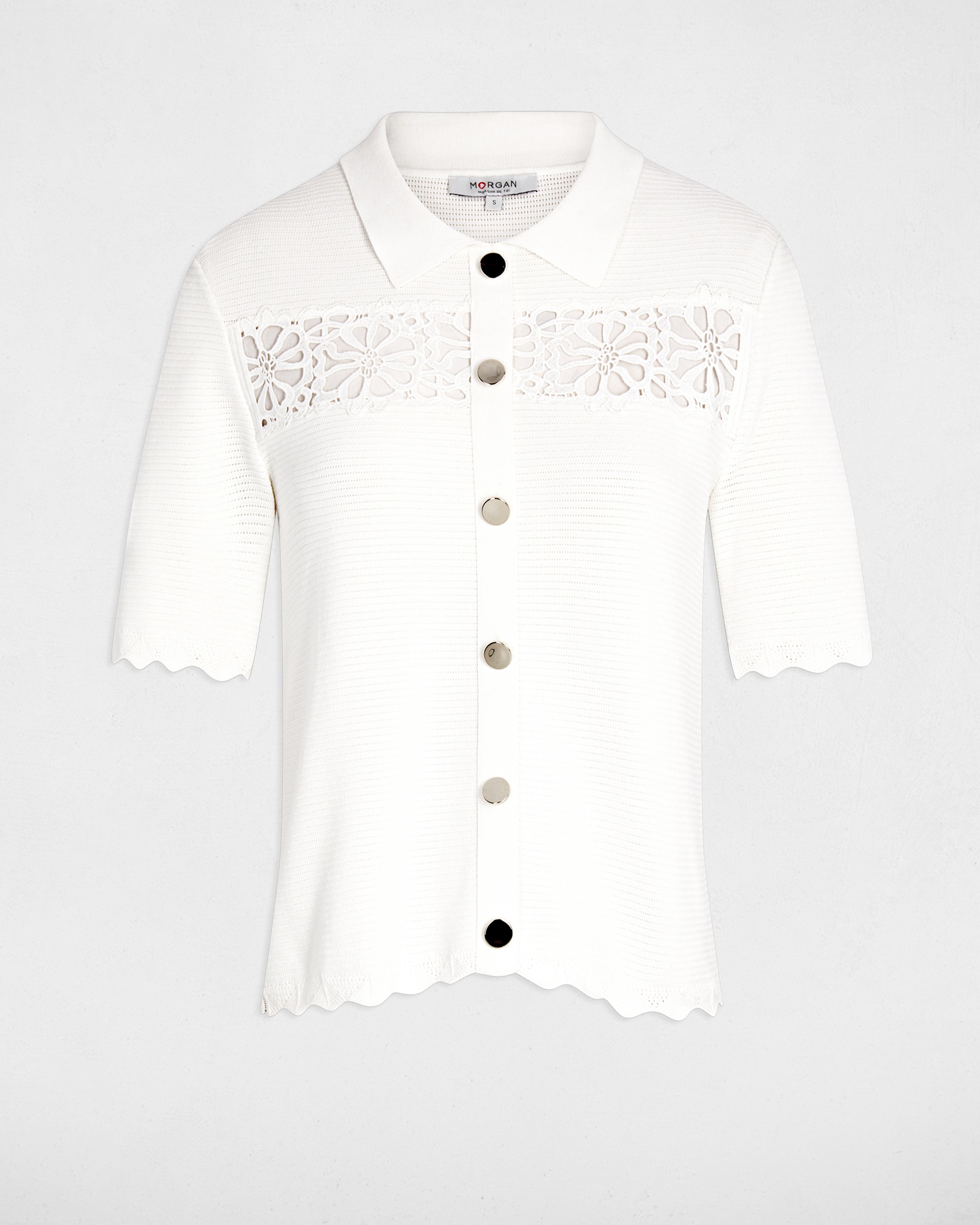 Polo em Malha Fina com Botões em Contraste Branco-2