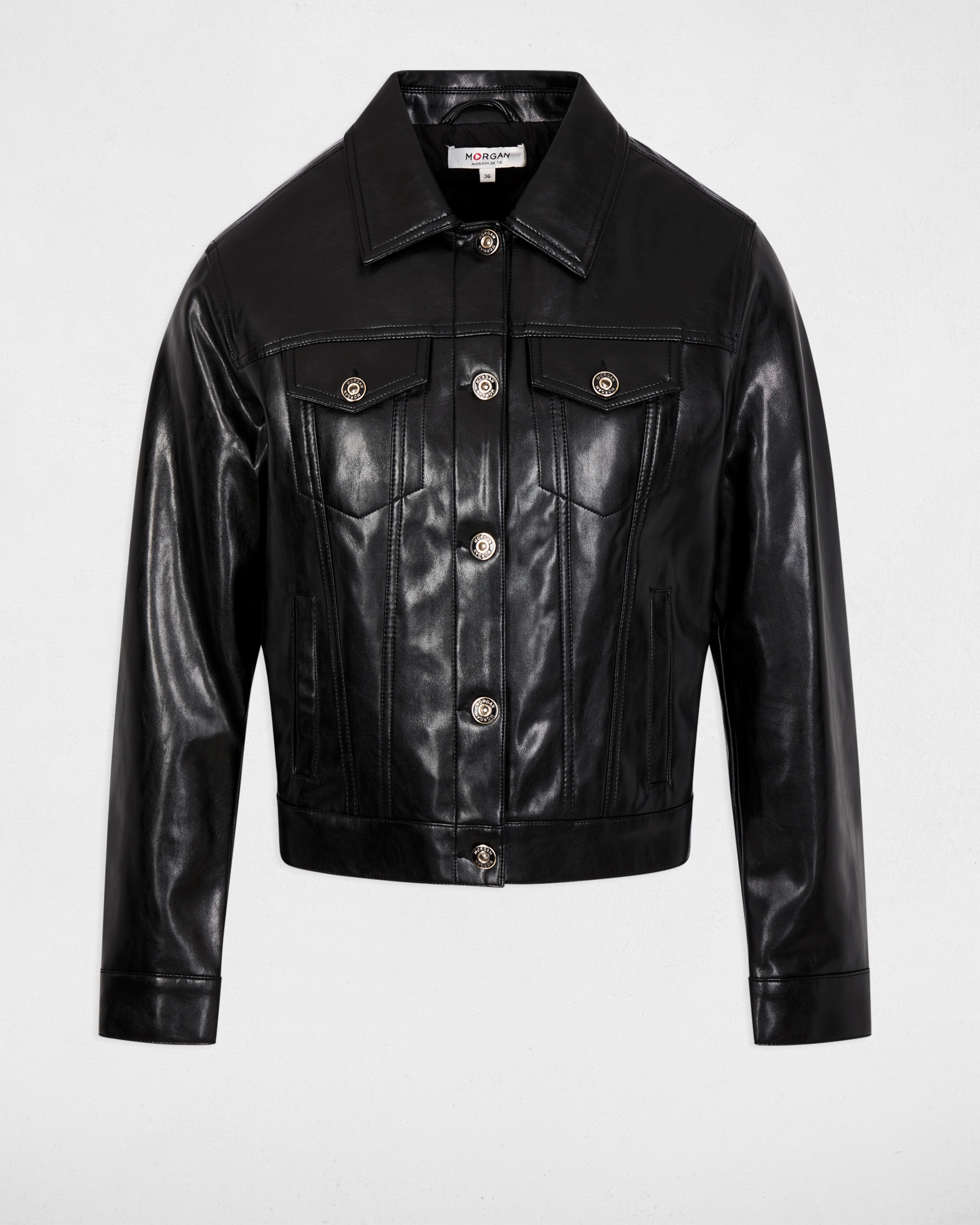Blusão Biker com Fecho de Botões Preto-2