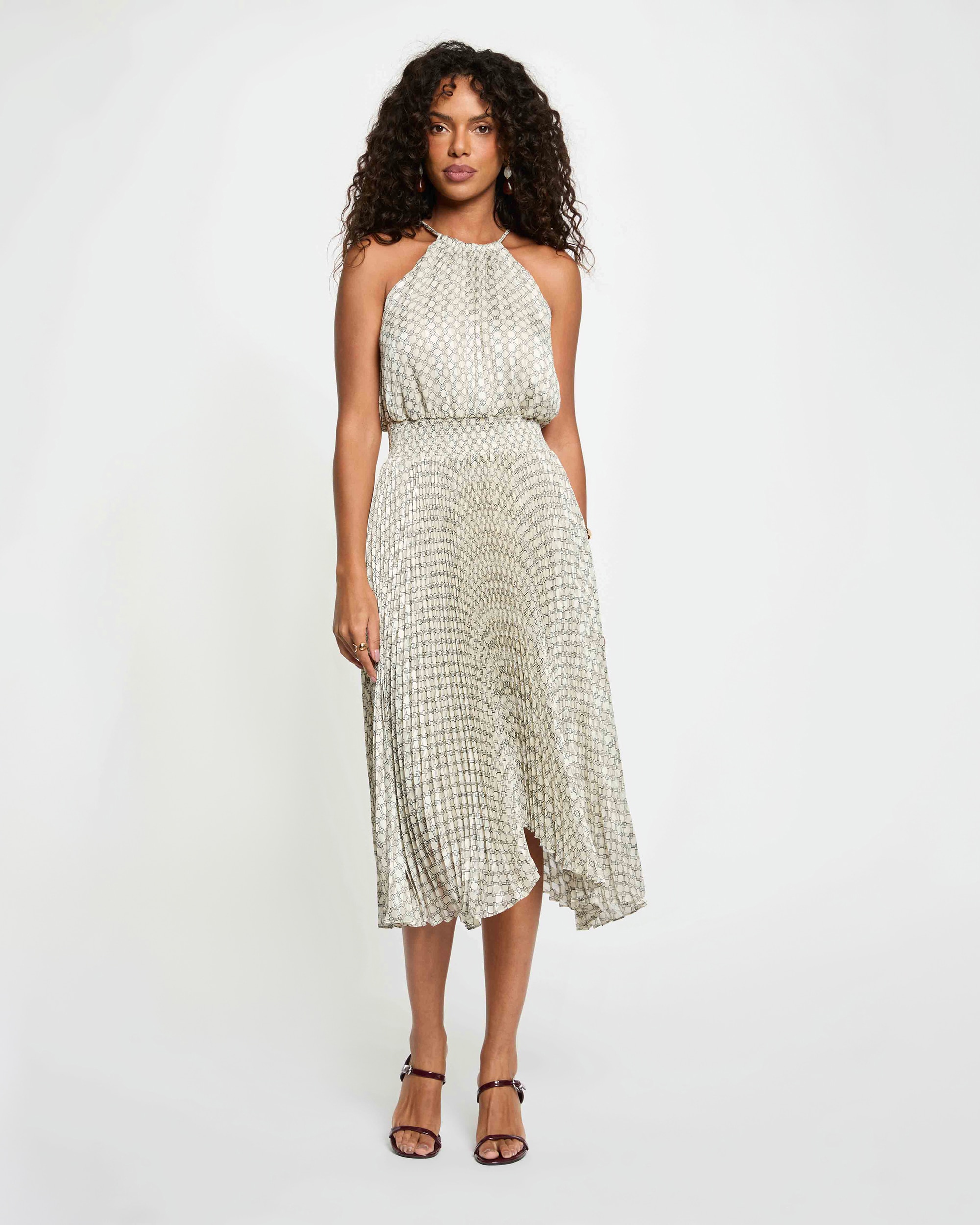 Imagem 0 de Vestido Comprido com Cintura Franzida e Estampado