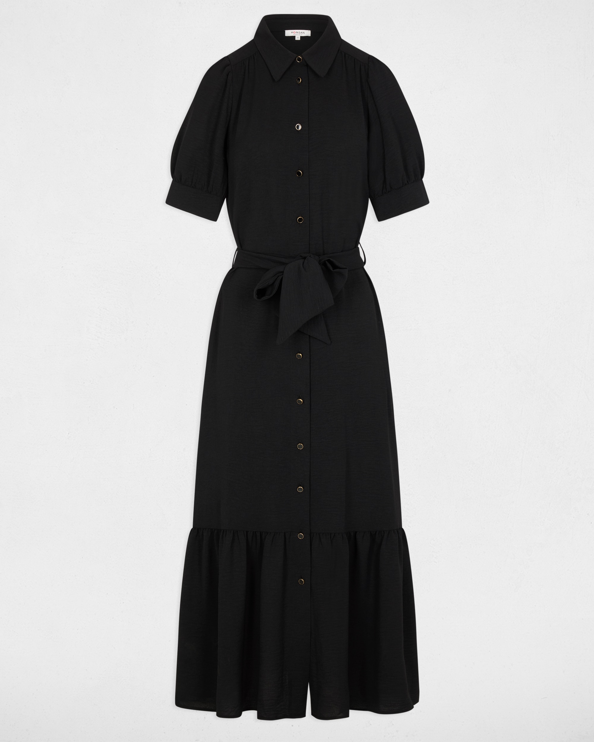 Vestido Midi com Fecho de Botões Preto-2