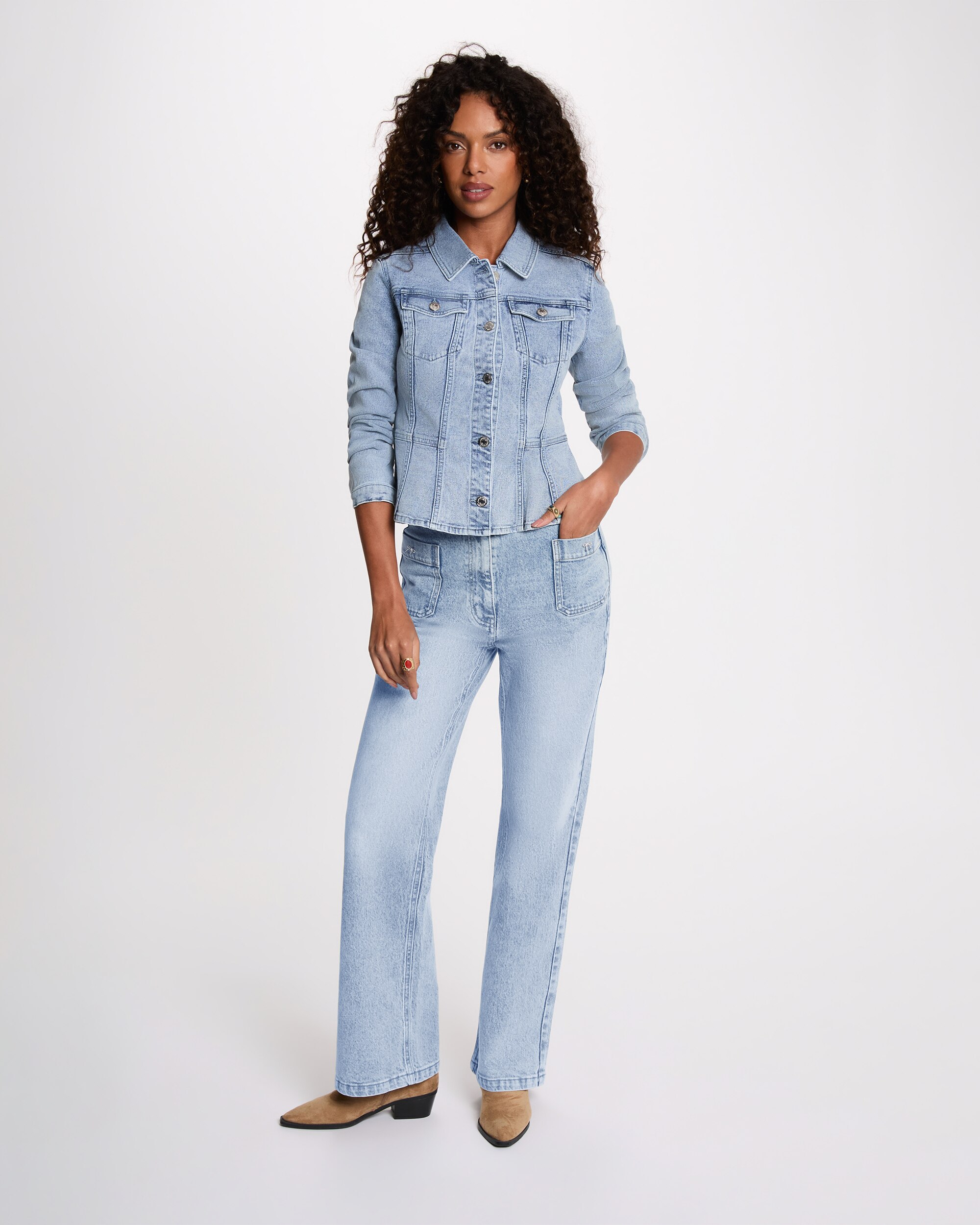 Blusão Jeans com Corte Ajustado Azul-ganga-4