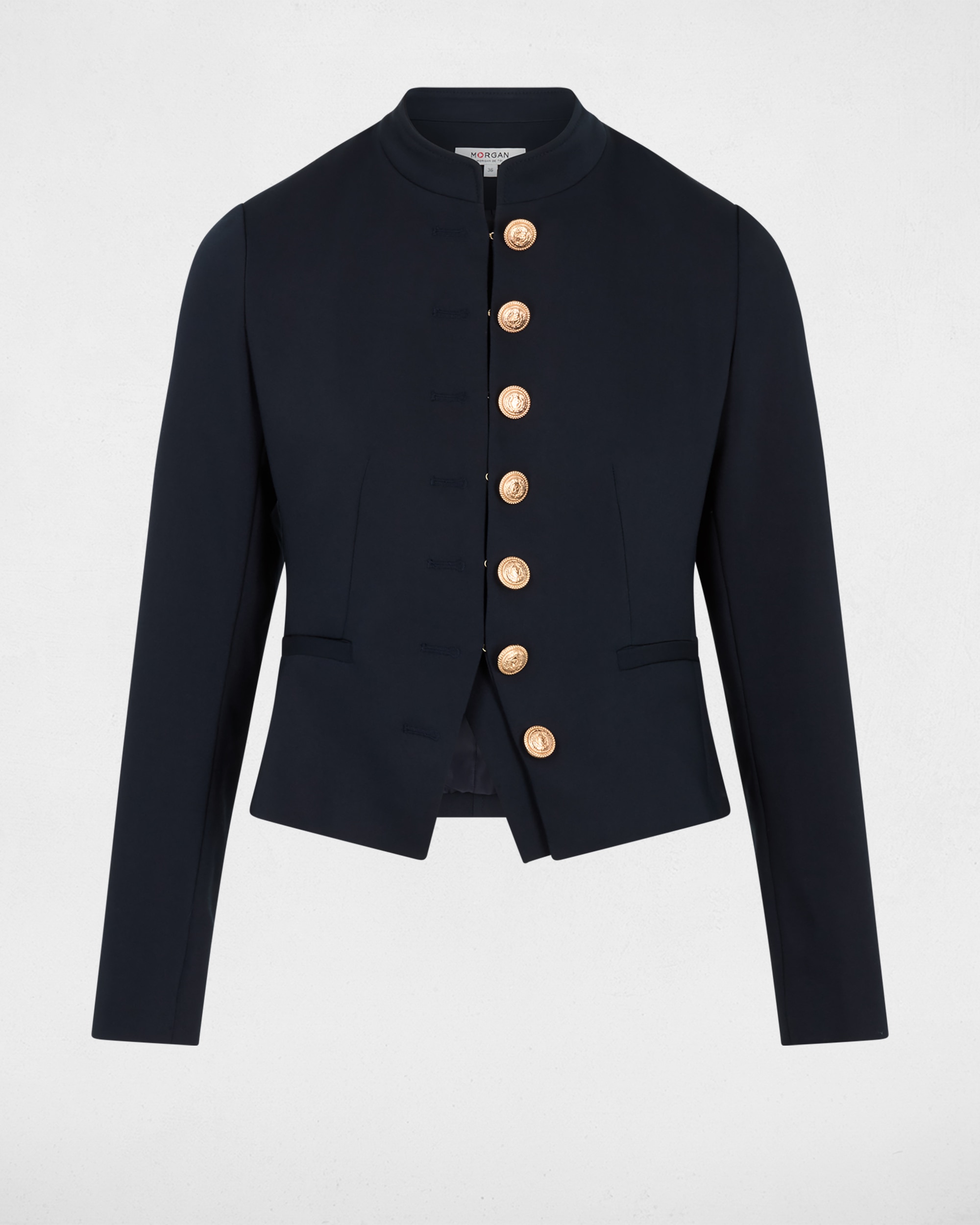 Blazer com Botões Corte Ajustado Azul-marinho-2