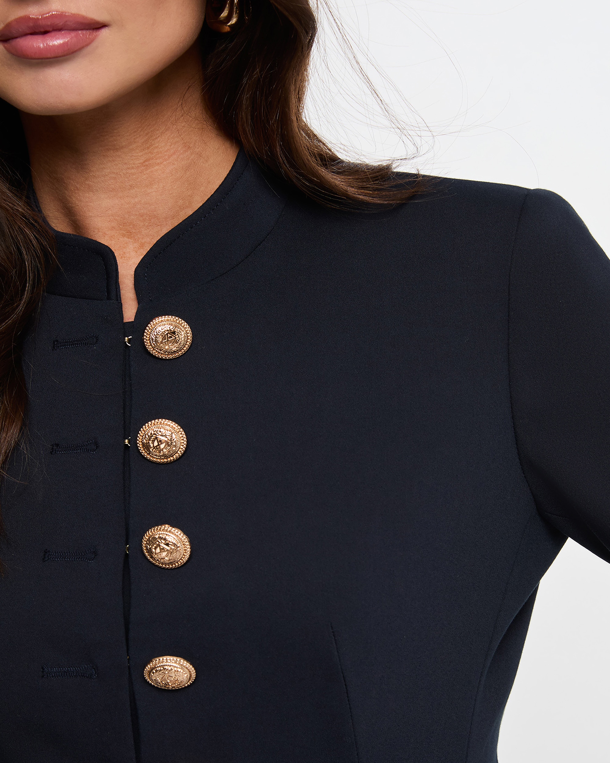 Blazer com Botões Corte Ajustado Azul-marinho-5