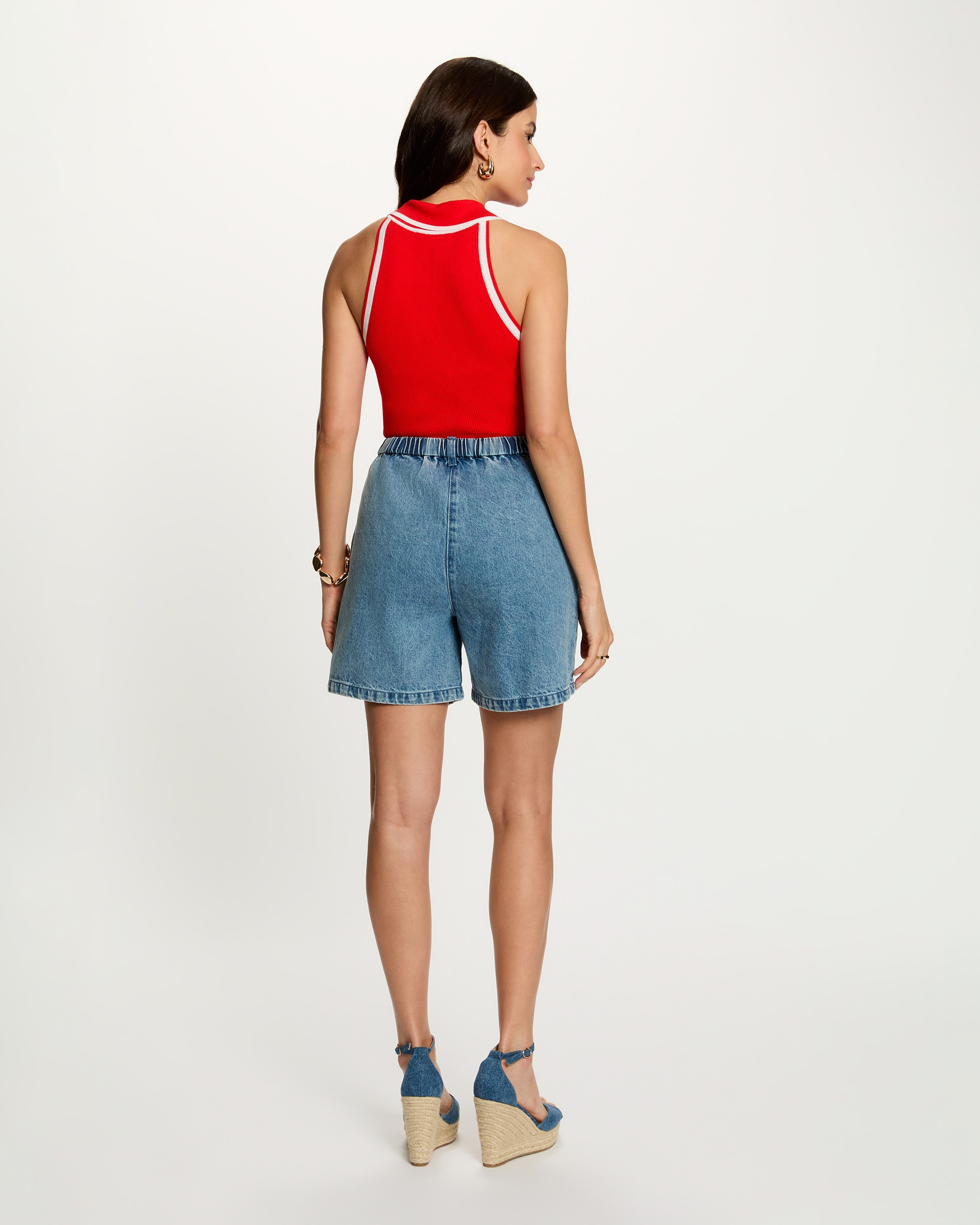 Bermuda Jeans de Cintura Subida Azul-ganga-3