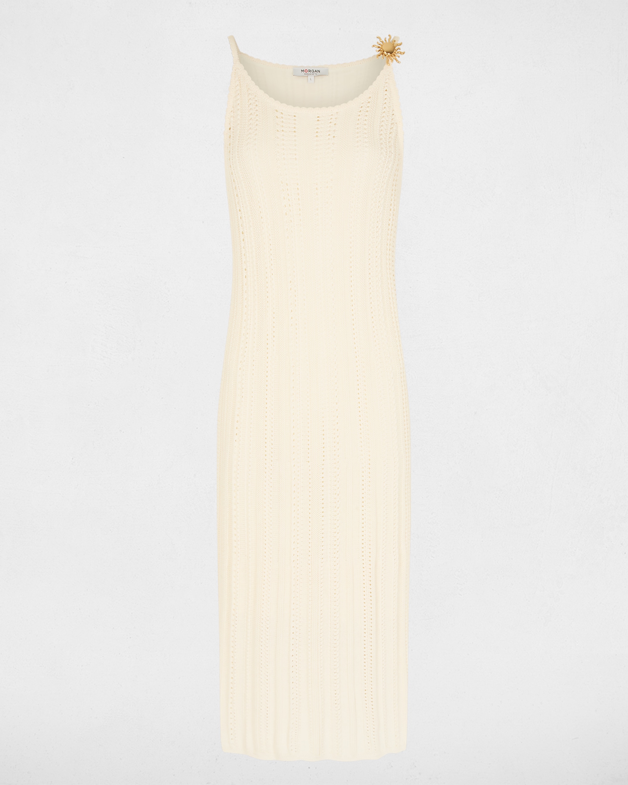 Vestido Curto de Malha Fina com Alças Marfim-2