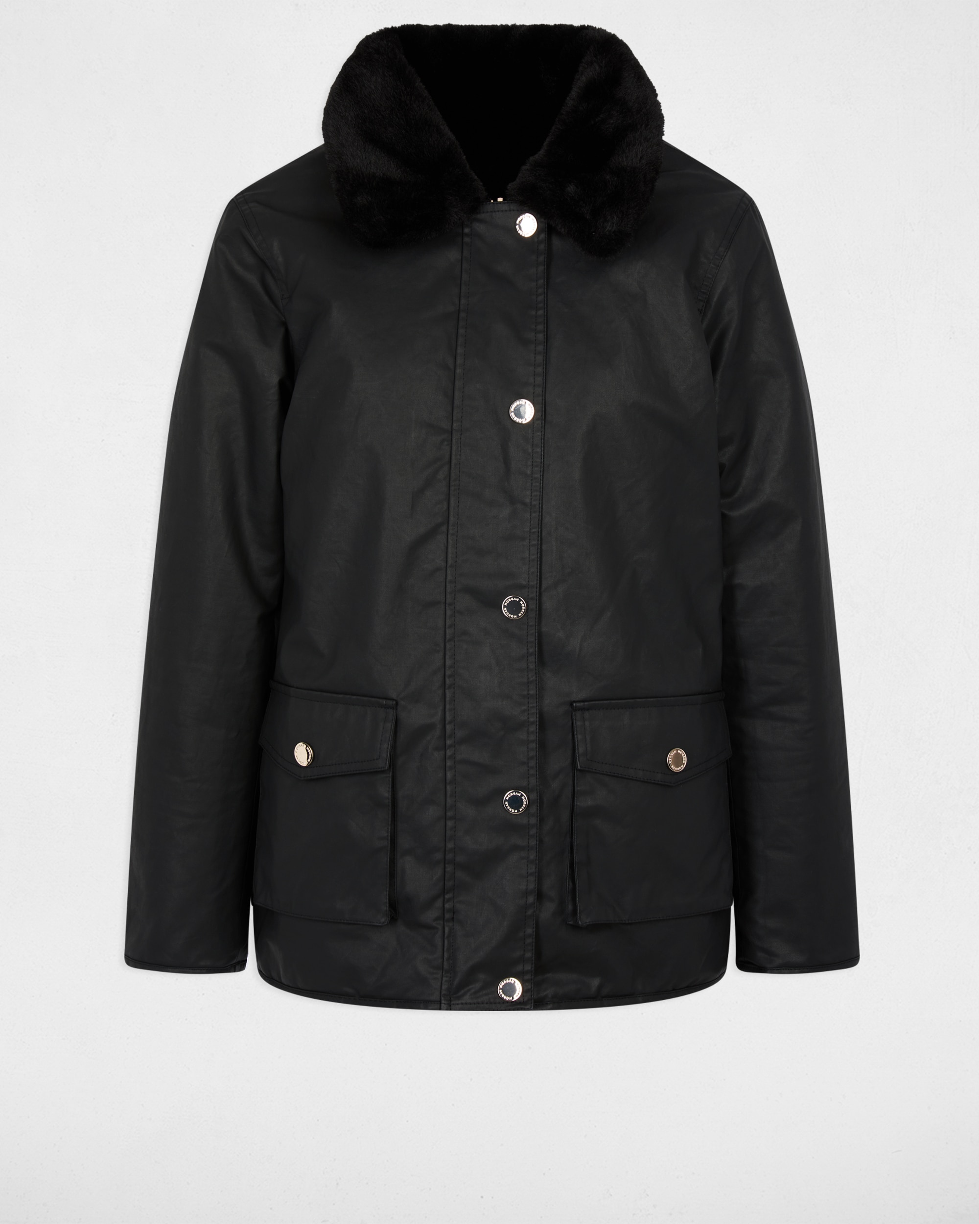 Parka Reversível com Gola em Pelo de Ovelha Preto-2