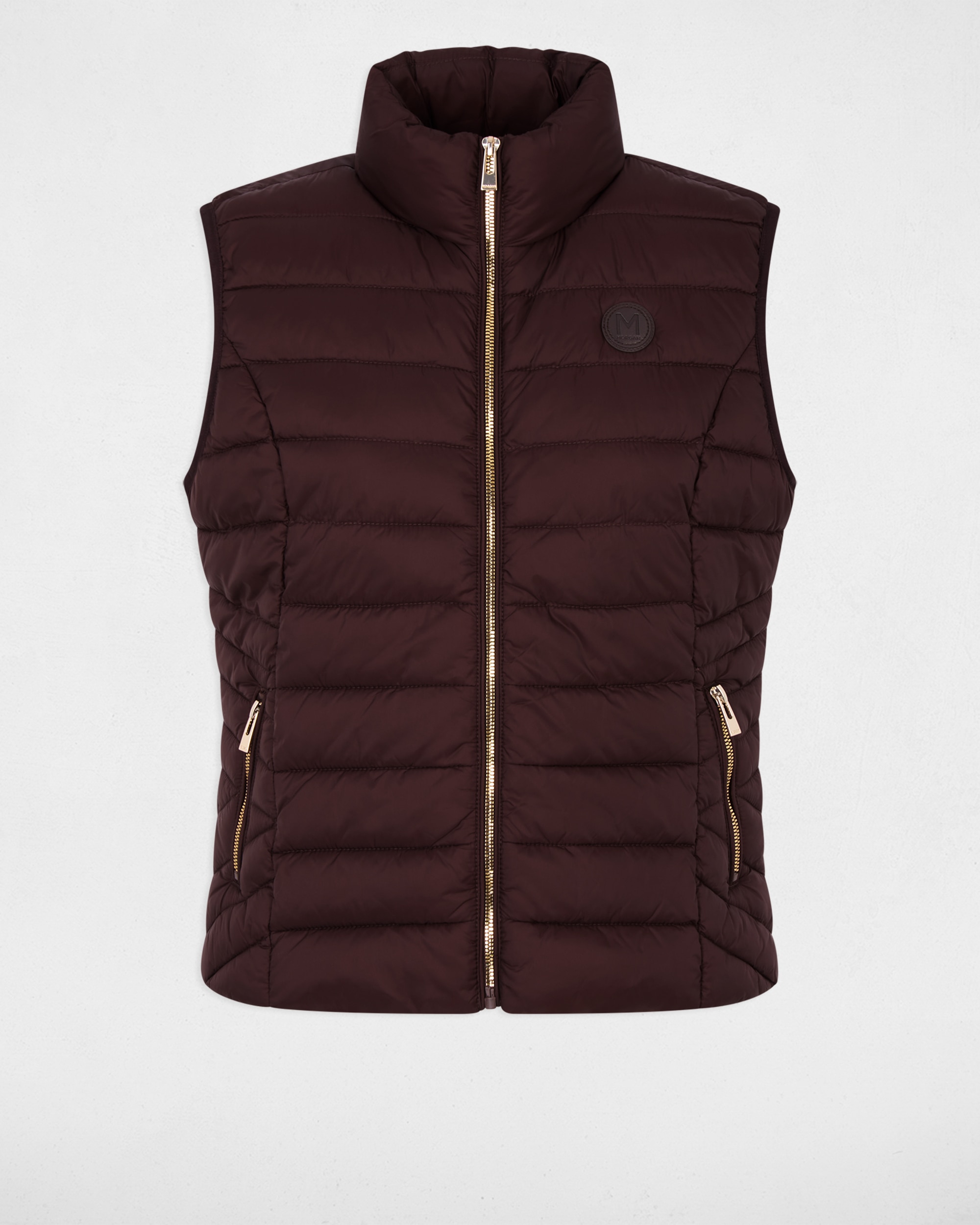 Acolchoado com Gola Alta Bordeaux-2