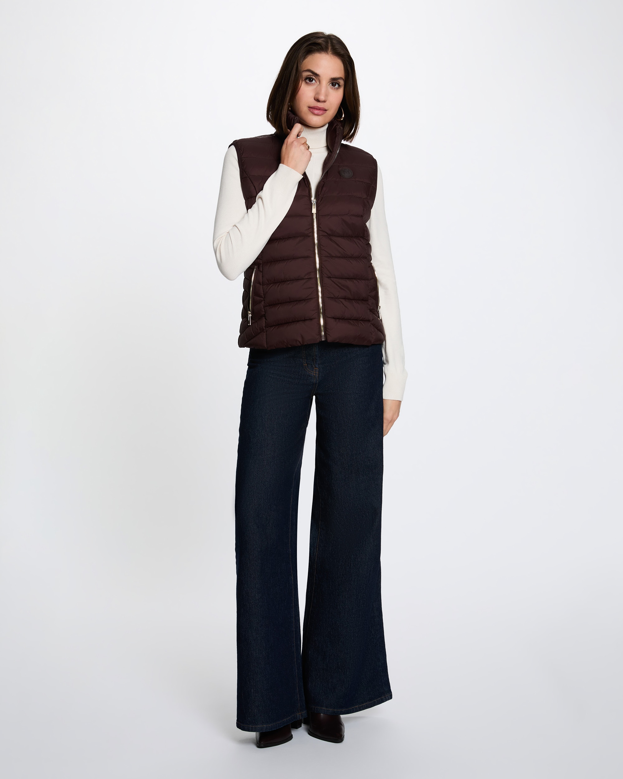Acolchoado com Gola Alta Bordeaux-4