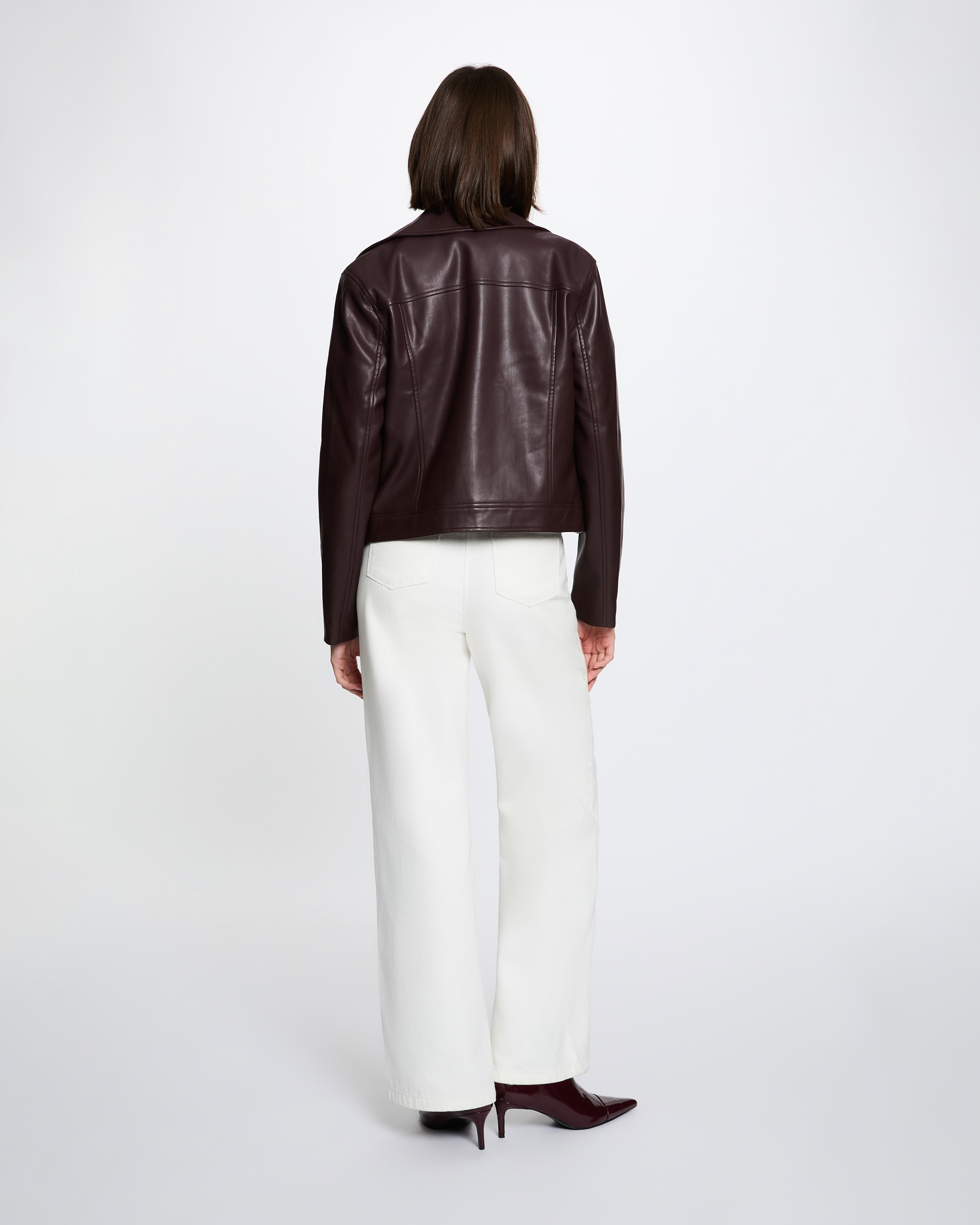 Blusão Biker com Fecho Zip Bordeaux-3