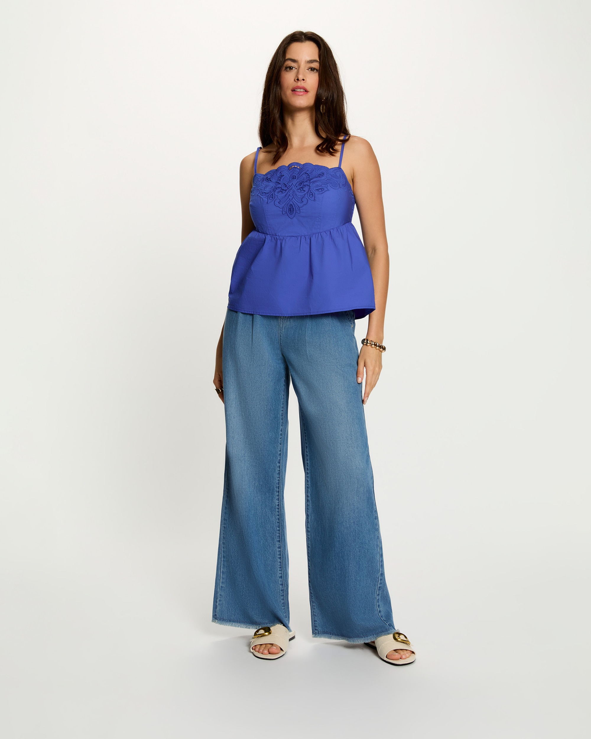Jeans Largos de Cintura Subida Azul-ganga-4