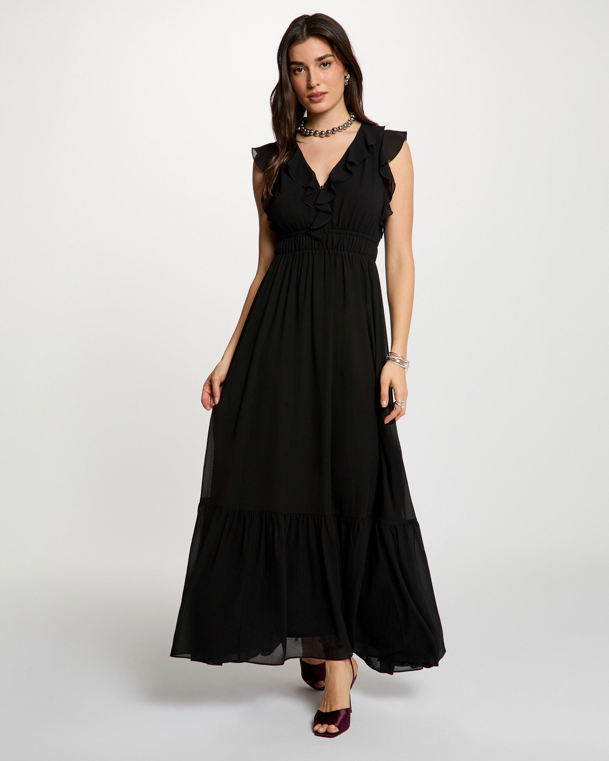 Imagem 0 de Vestido Comprido com Decote em V